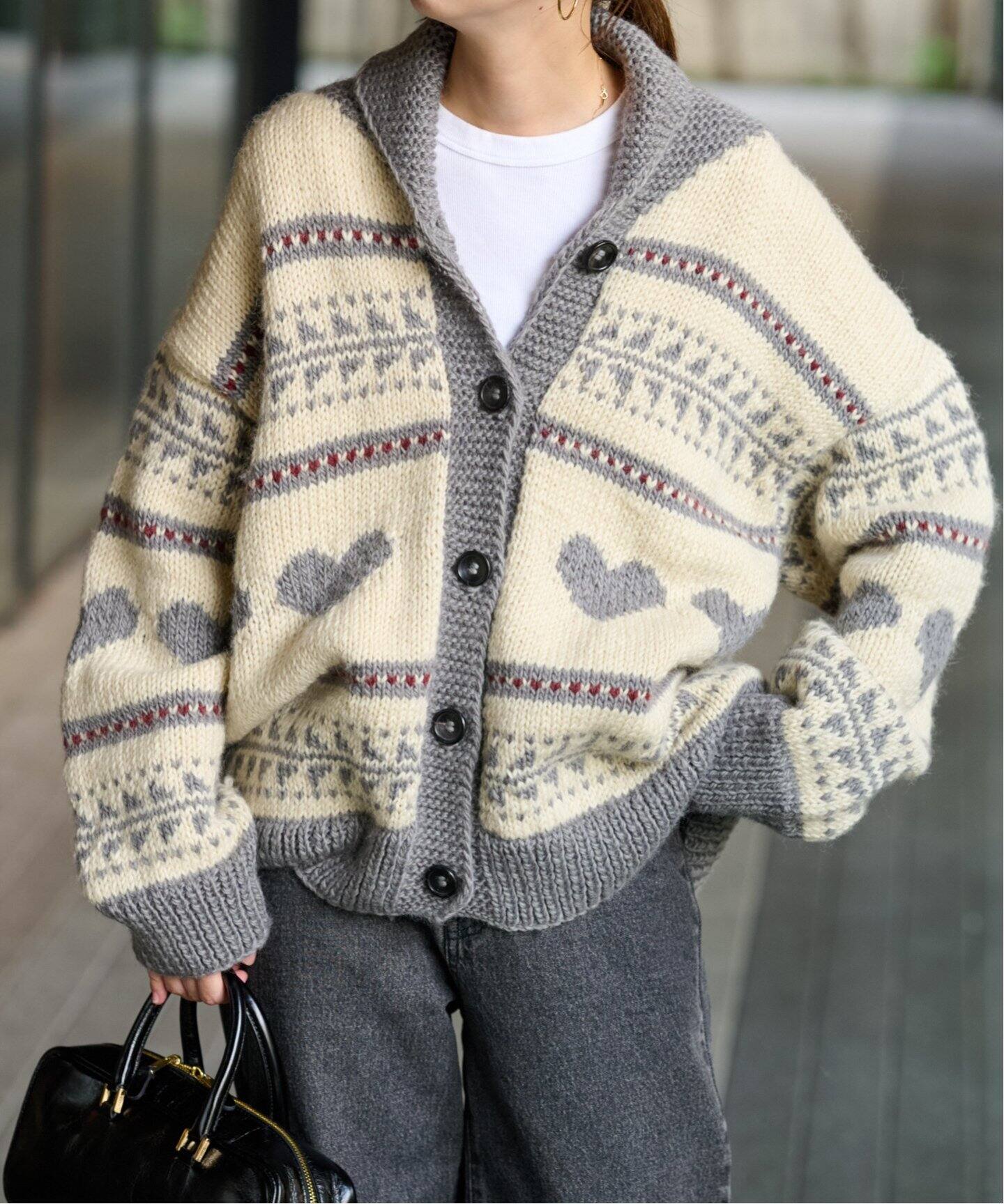 GEMMA.H 苦 UOMO スカル柄 カウチンニットカーディガン 冬 B4274