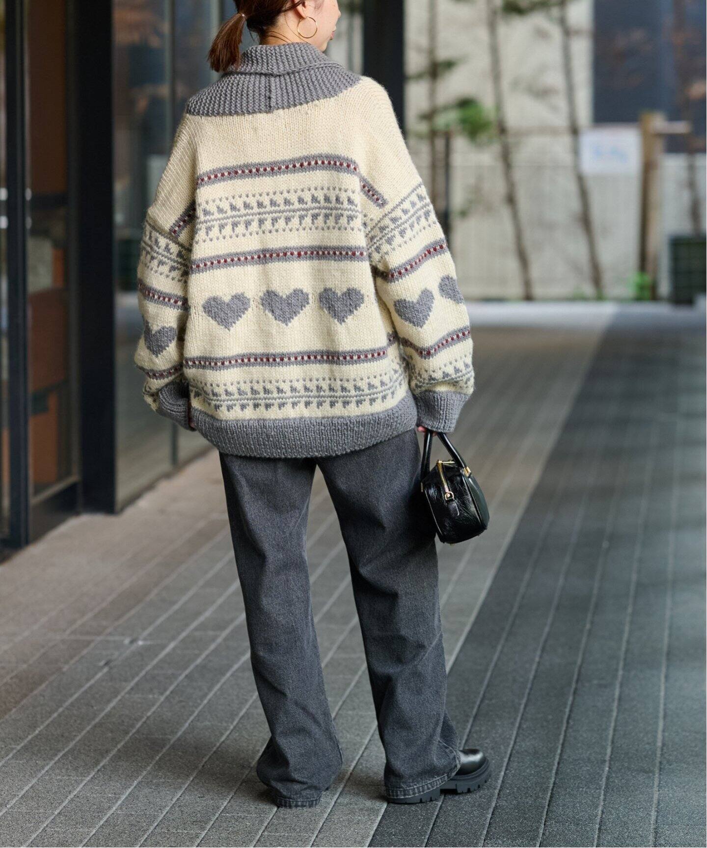 NEPAL HAND KNIT/ネパールハンドニット】 Heartカウチンニットカーデ 