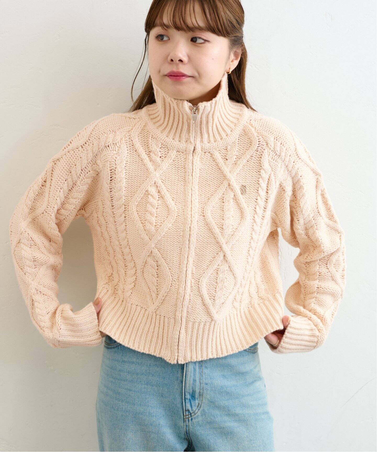 Kijun/キジュン】 Cable Knit Zip-Up（カーディガン）｜U by 