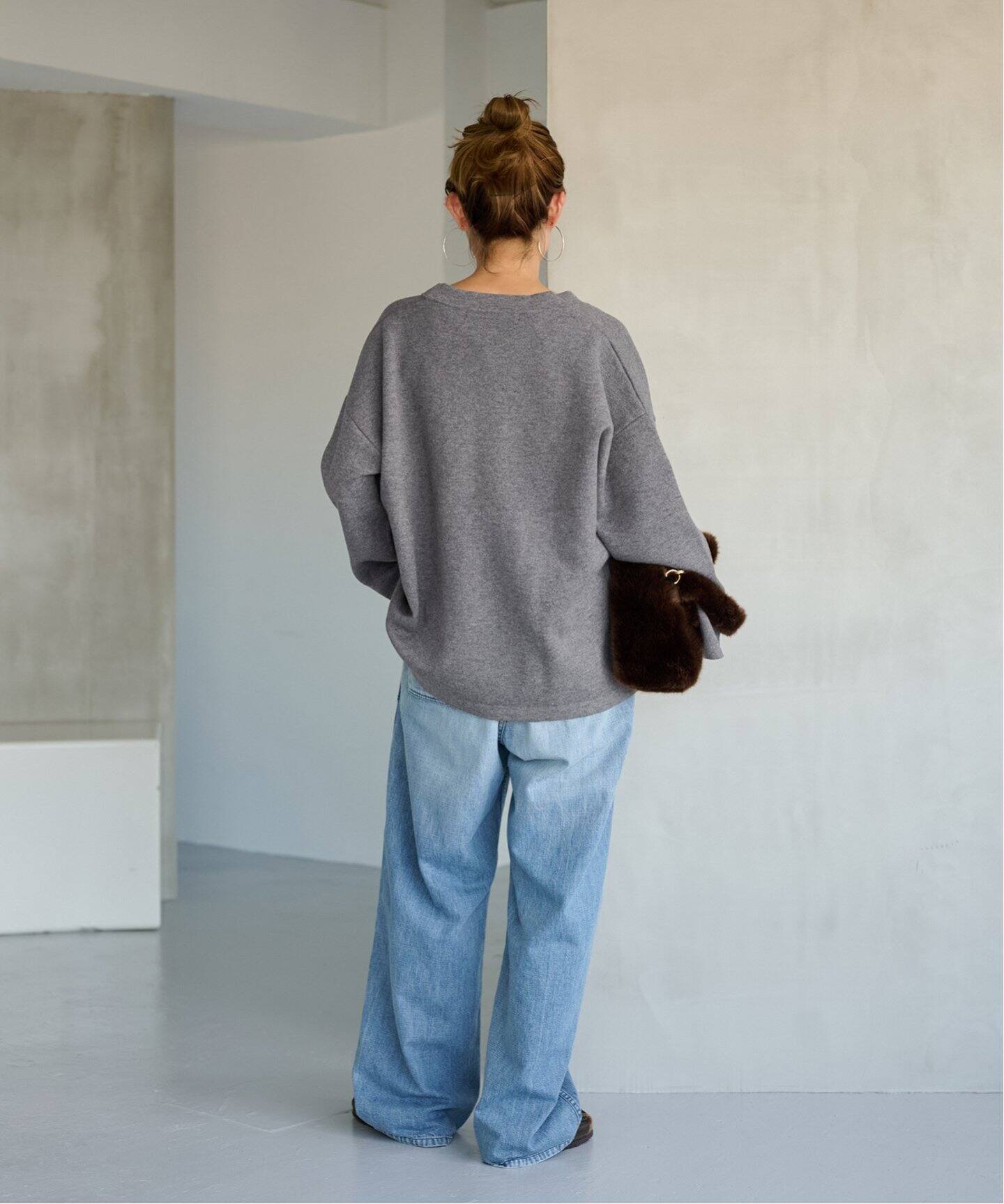 【2024AW】FRAMeWORK WO/CO 接結Vネックカーディガン グレー WO/CO 接結Vネックカーディガン（カーディガン）｜FRAMeWORK