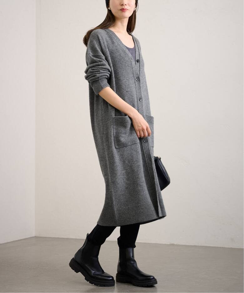 Merino Wool ロングVカーディガン（ニットワンピース）｜FRAMeWORK  