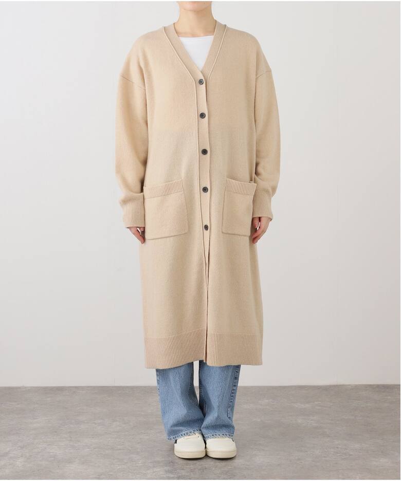 Merino Wool ロングVカーディガン（ニットワンピース）｜FRAMeWORK  