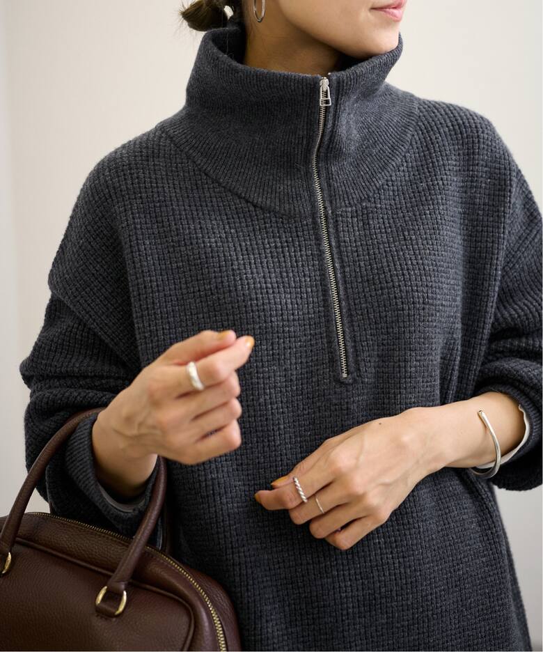 ワッフルハーフジッププルオーバー（ニット／セーター）｜FRAMeWORK  