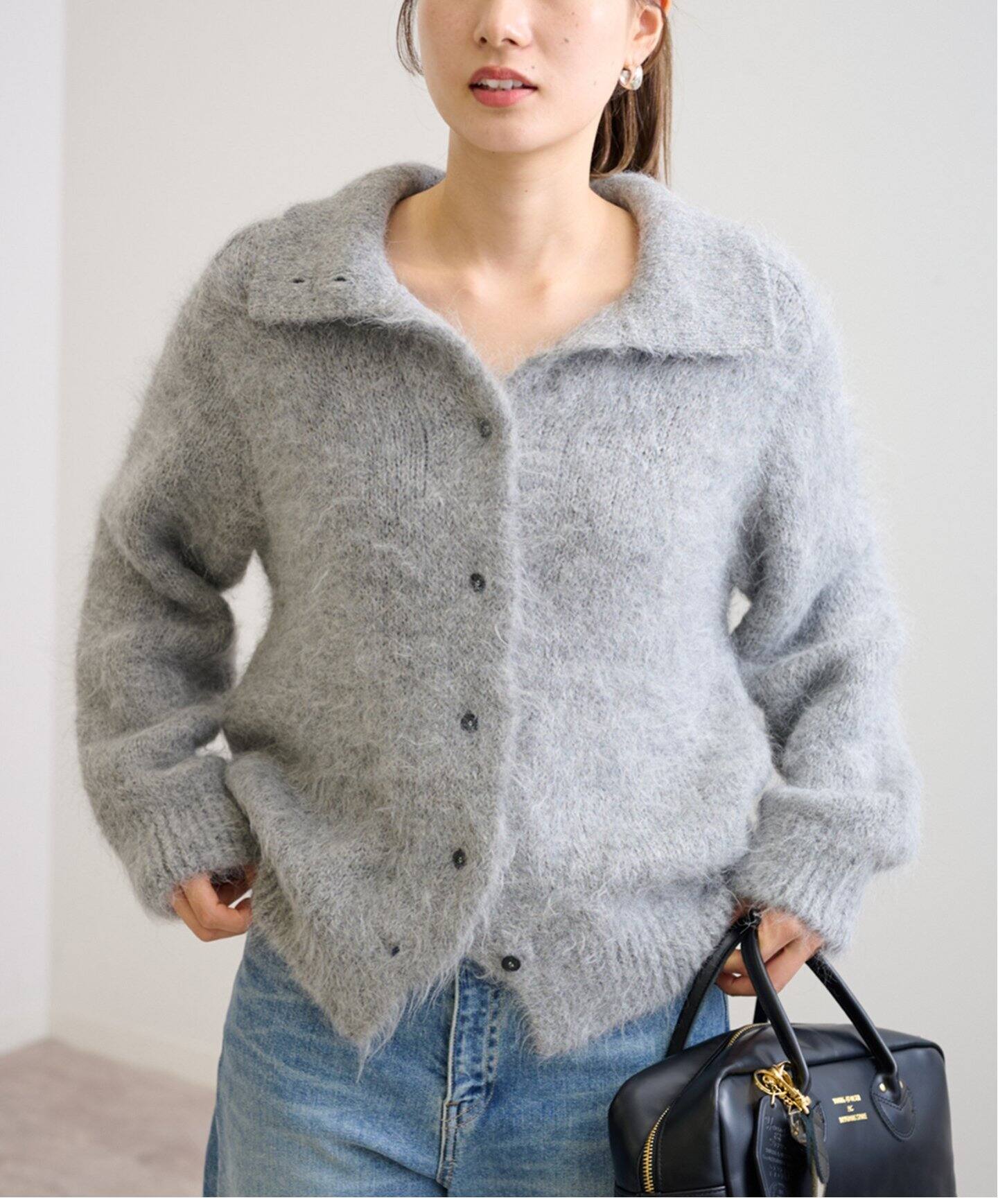 ATON/エイトン ALPACA FUR STAND COLLAR カーディガン（カーディガン 
