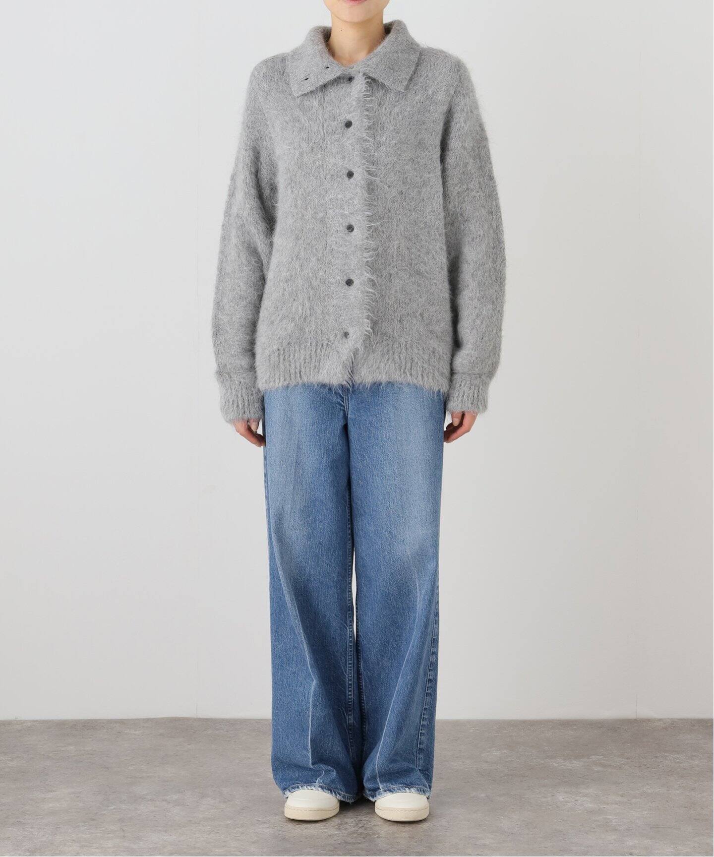 ATON/エイトン ALPACA FUR STAND COLLAR カーディガン（カーディガン 