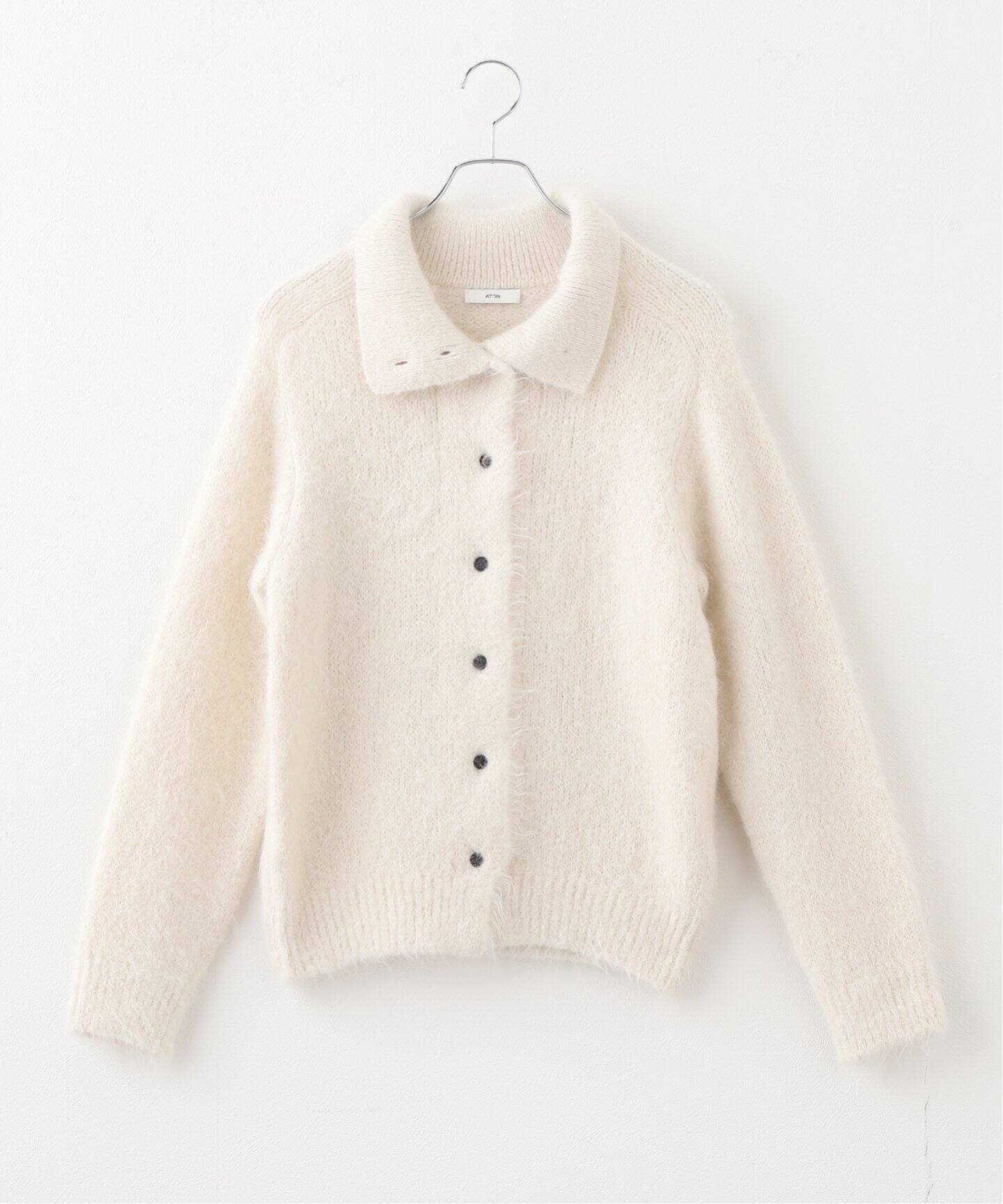 ATON/エイトン ALPACA FUR STAND COLLAR カーディガン（カーディガン 