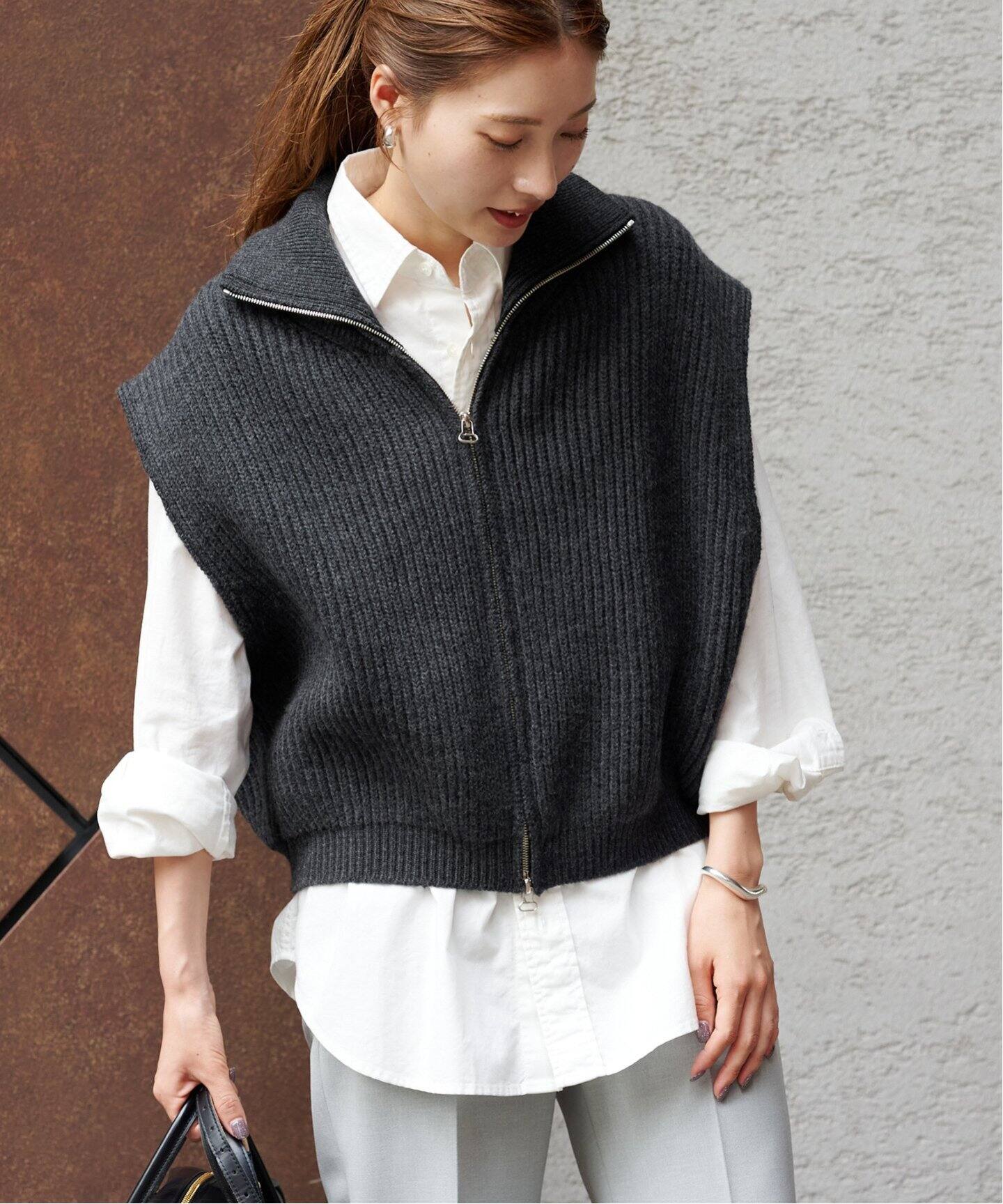 JANE SMITH/ジェーンスミス 5G ZIP DRIVERS KNIT ベスト（ニット  