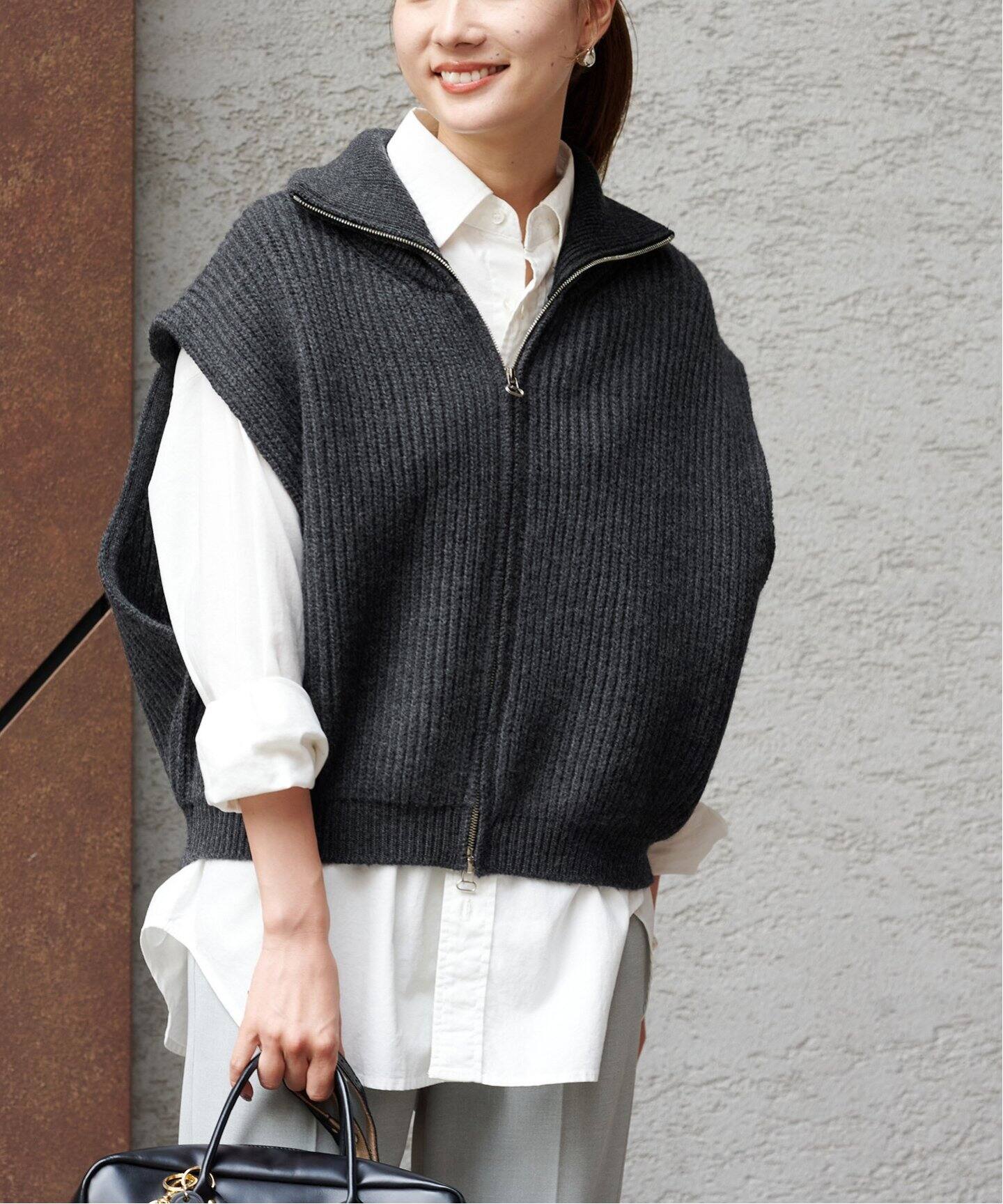 JANE SMITH/ジェーンスミス 5G ZIP DRIVERS KNIT ベスト（ニット 