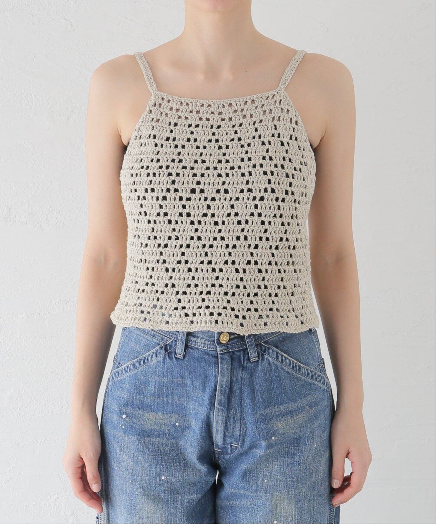 SEEALL / シーオール】クロシェBUTTON TOP（ニット／セーター 
