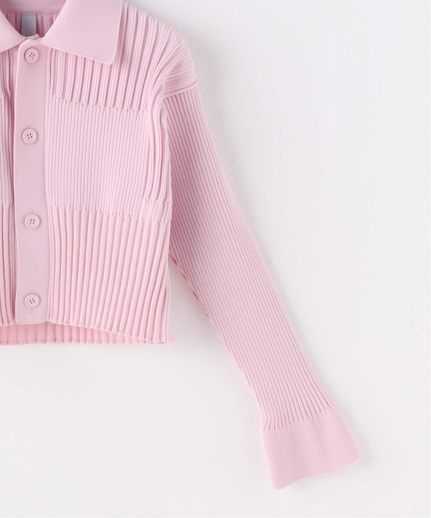 CFCL☆完売☆リブ編みピンククロップドカーディガン