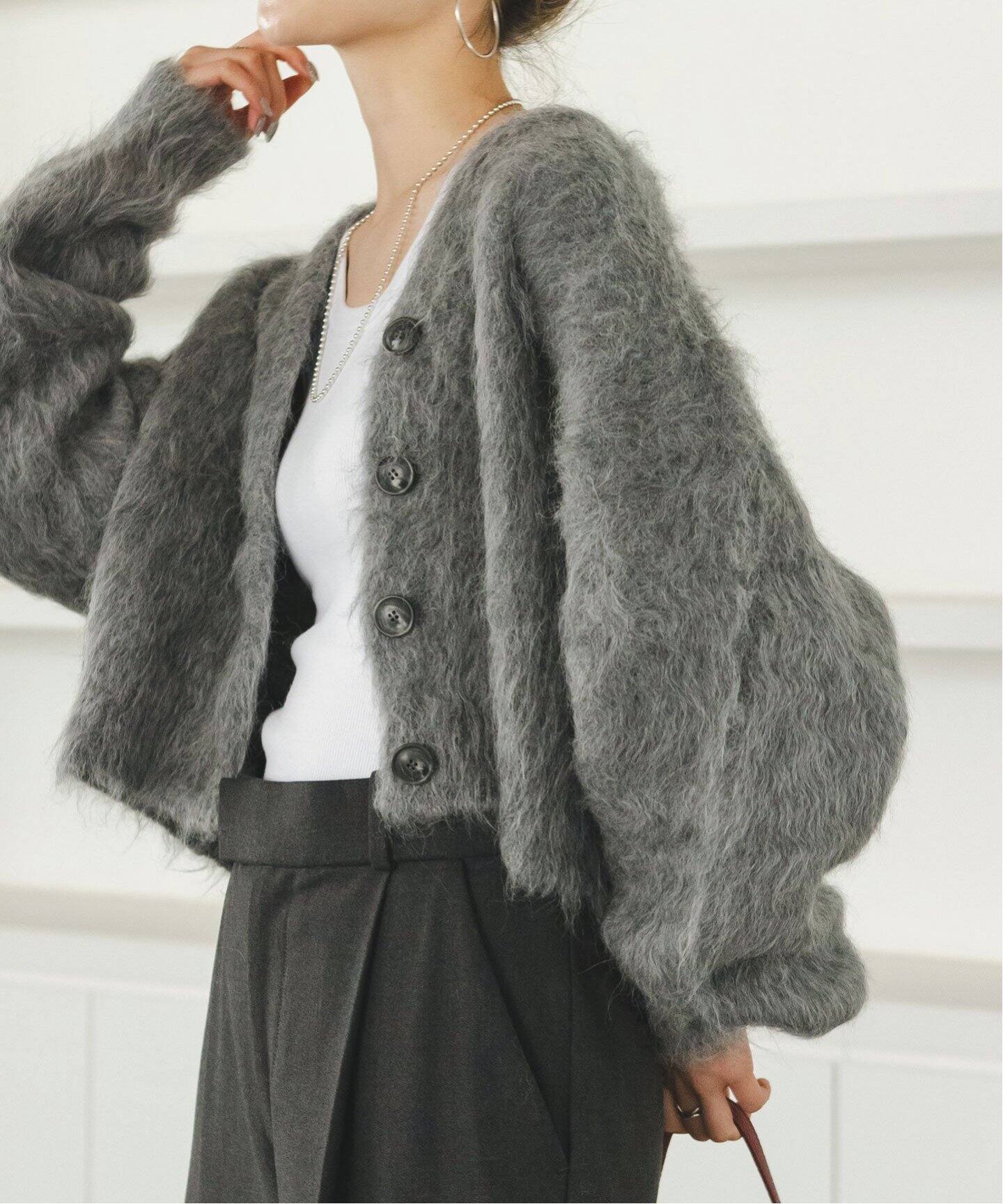 アルパカ混シャギーショートカーデ（ニット／セーター）｜NOBLE  