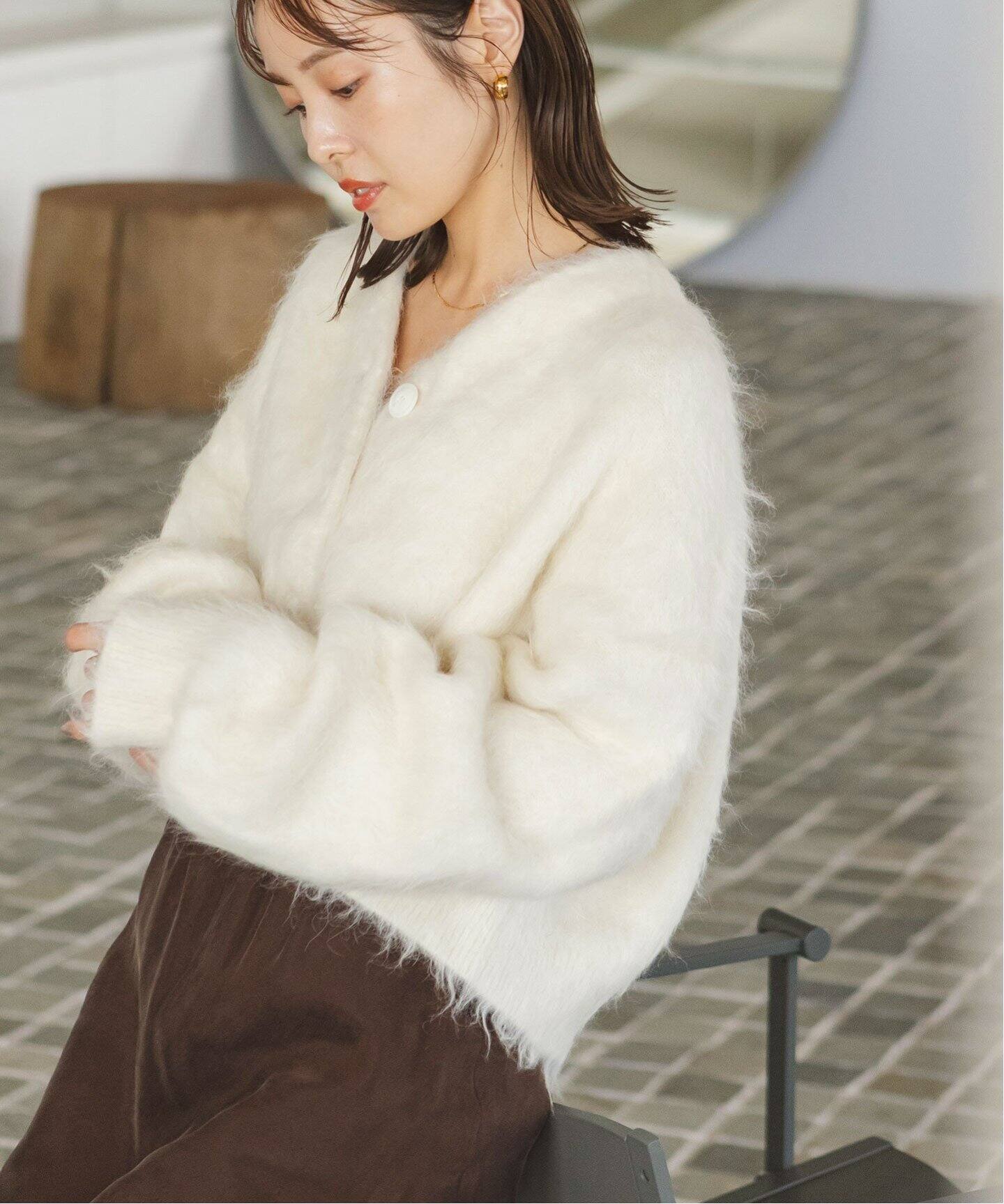 アルパカ混シャギーショートカーデ（ニット／セーター）｜NOBLE  