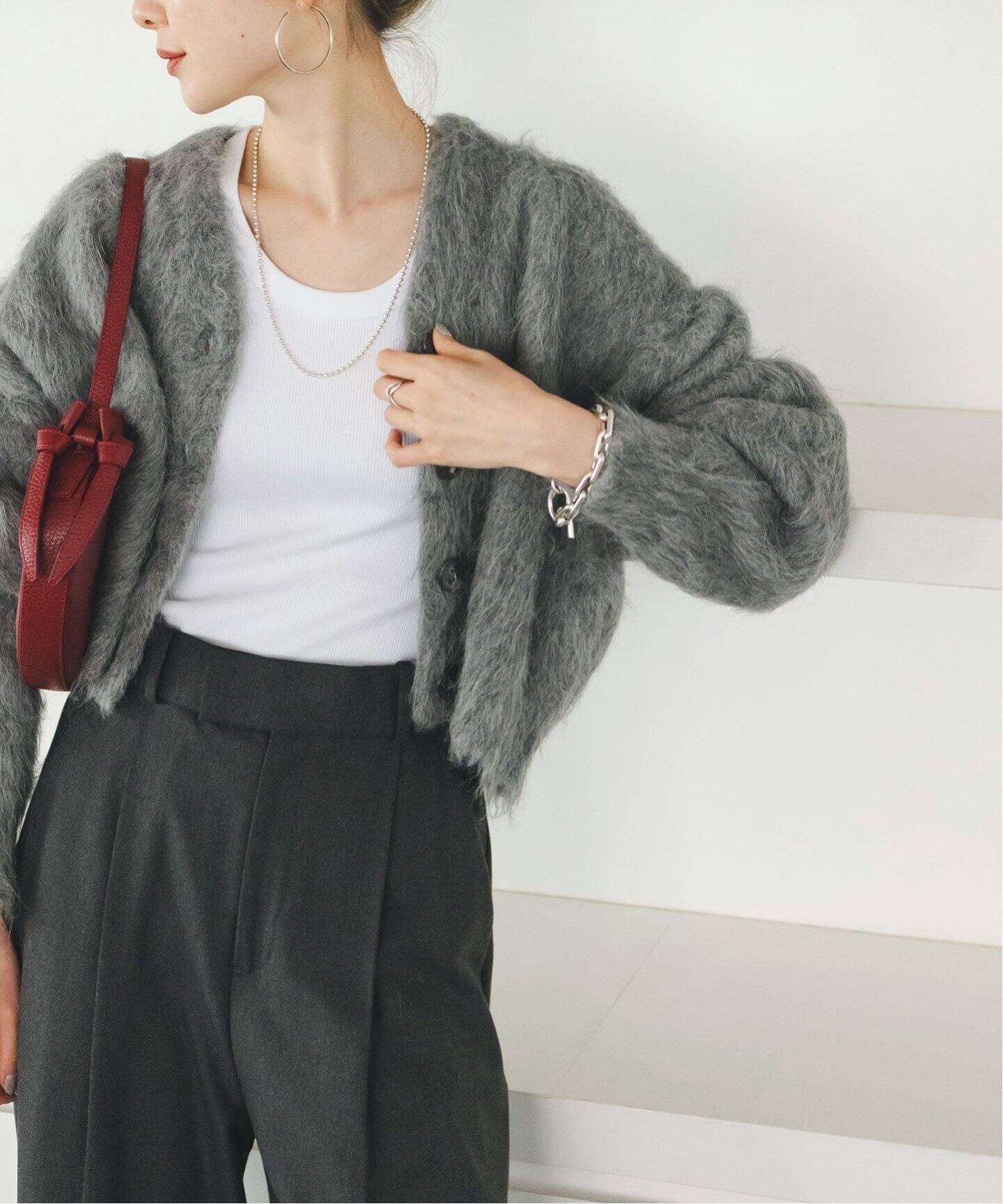 アルパカ混シャギーショートカーデ（ニット／セーター）｜NOBLE  