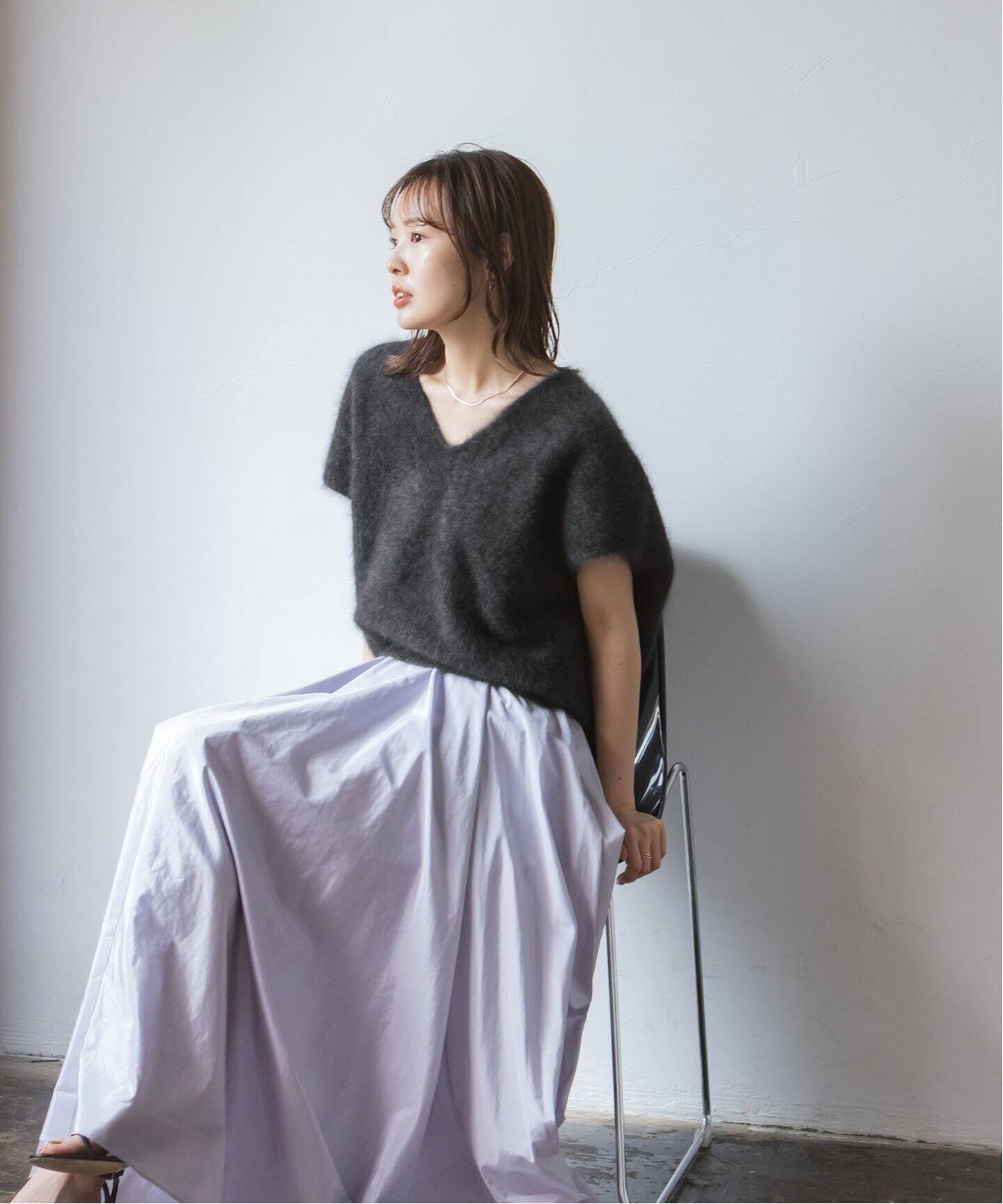 Noble　ファーニットVネックベスト　グレー ○ファーニットVネックベスト（ニット／セーター）｜NOBLE