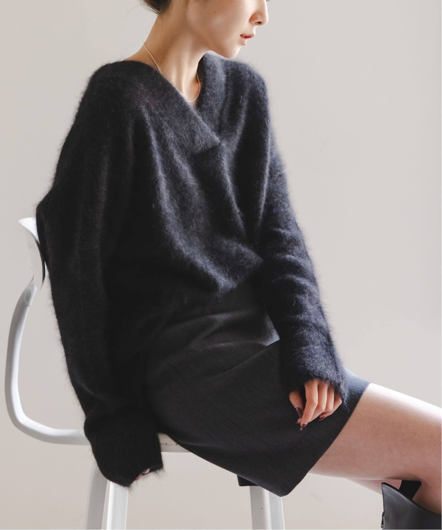 ファーニットVネックプルオーバー（ニット／セーター）｜NOBLE 