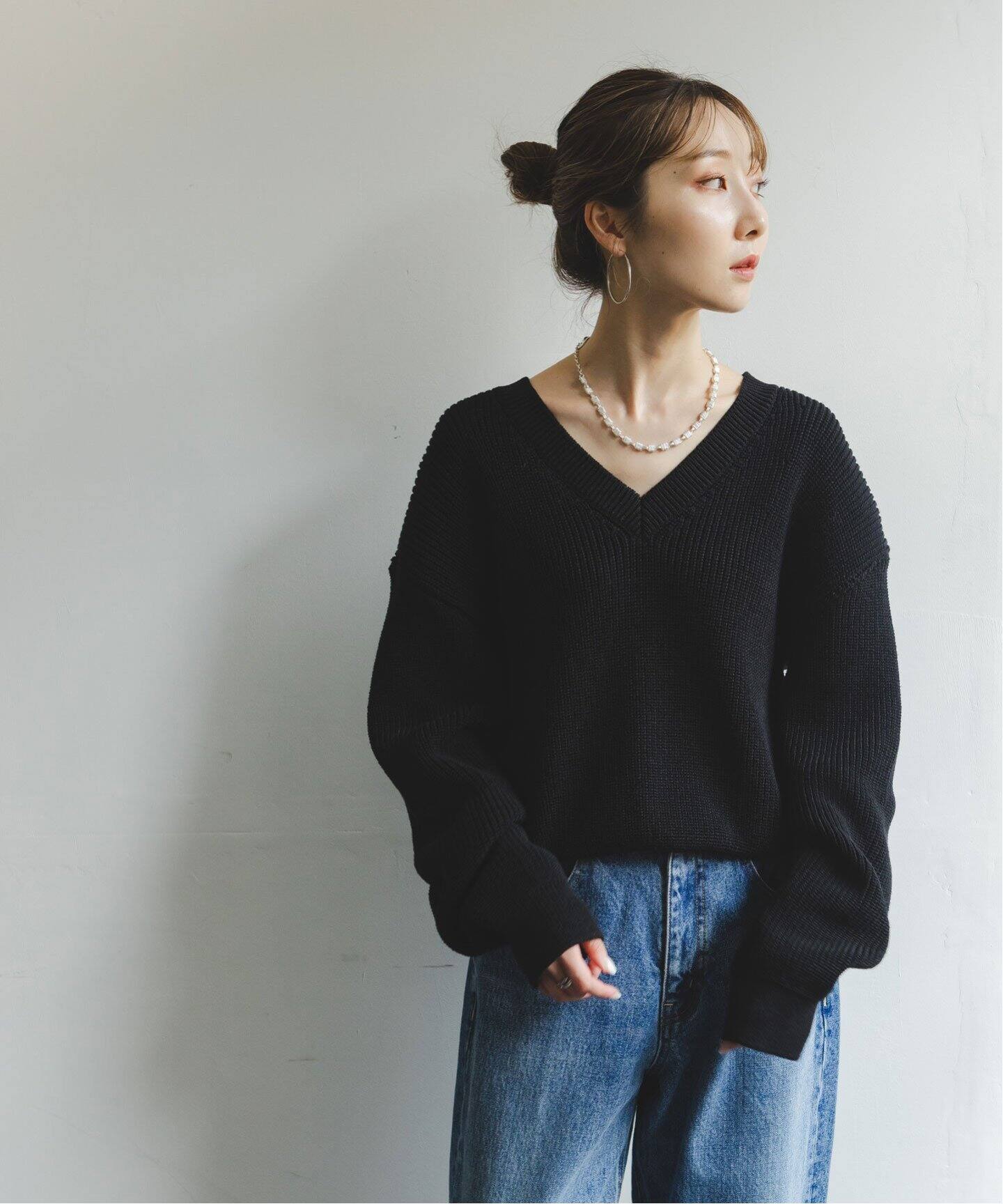 ELENI/エルニ 片畦オーバーショルダーニット（ニット／セーター  