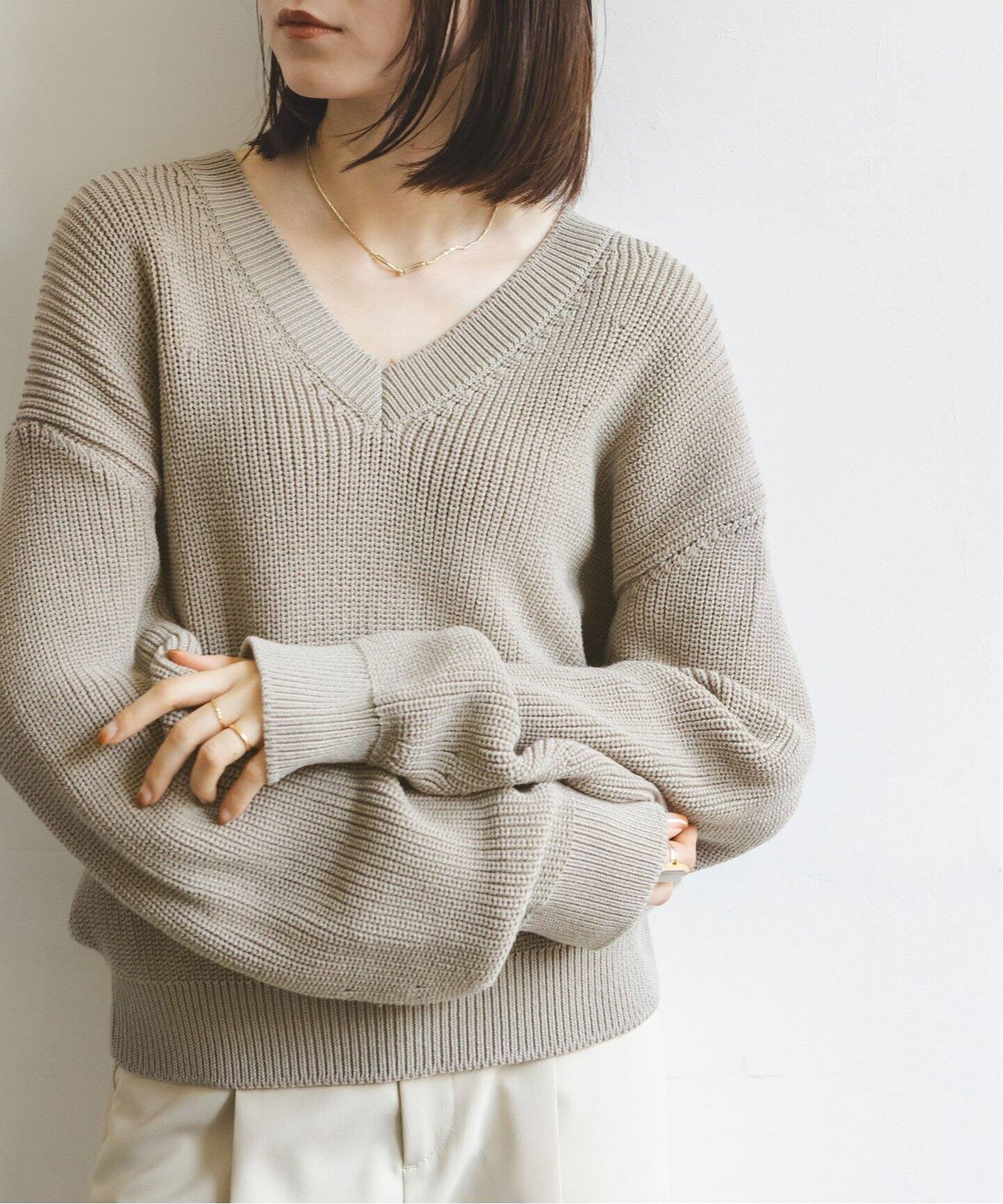 ELENI/エルニ 片畦オーバーショルダーニット（ニット／セーター  