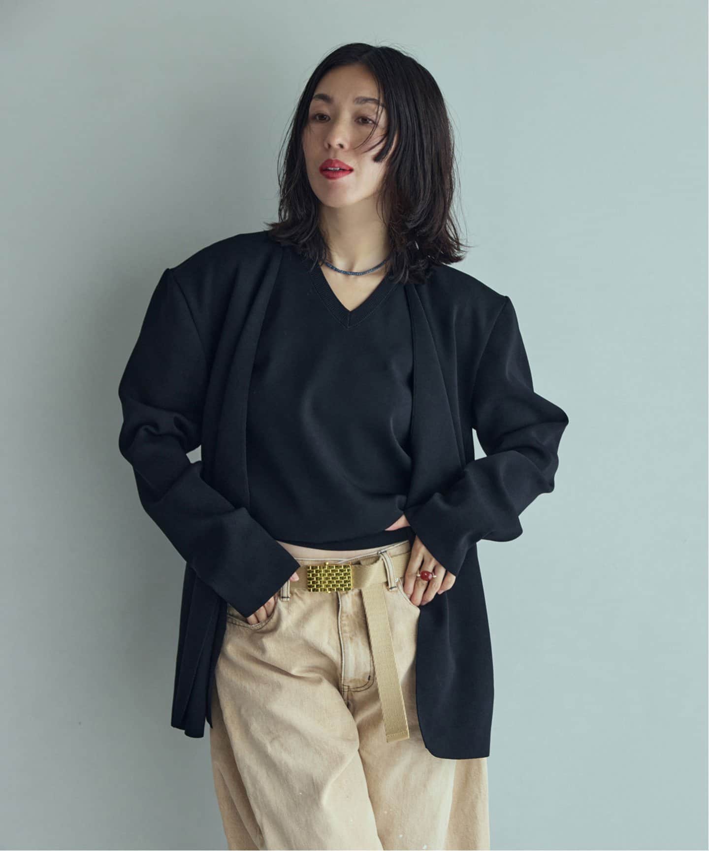 2024 ノーブル ELENI ニット ジャケット THENIMEコラボ ELENI×THENIME ニットジャケット(ノーカラージャケット