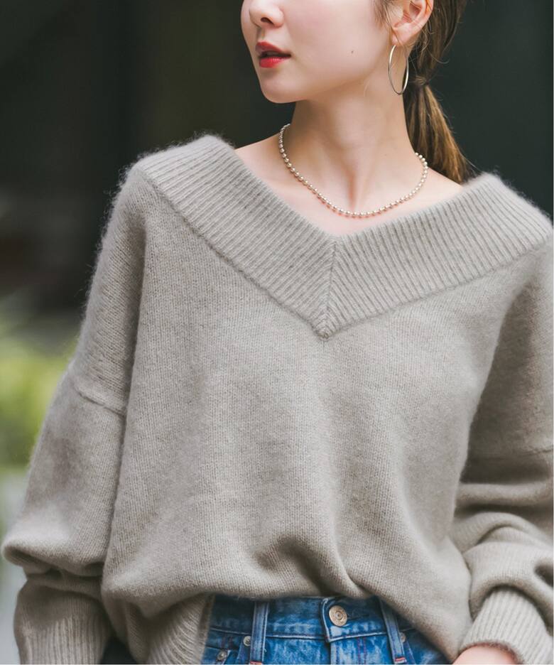 追加》YAK/ヤク ワイドVネックニット 3（ニット／セーター）｜NOBLE  