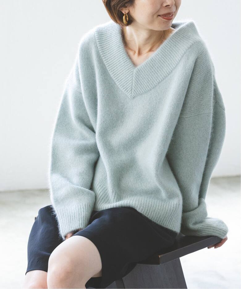 追加》YAK/ヤク ワイドVネックニット 3（ニット／セーター）｜NOBLE  