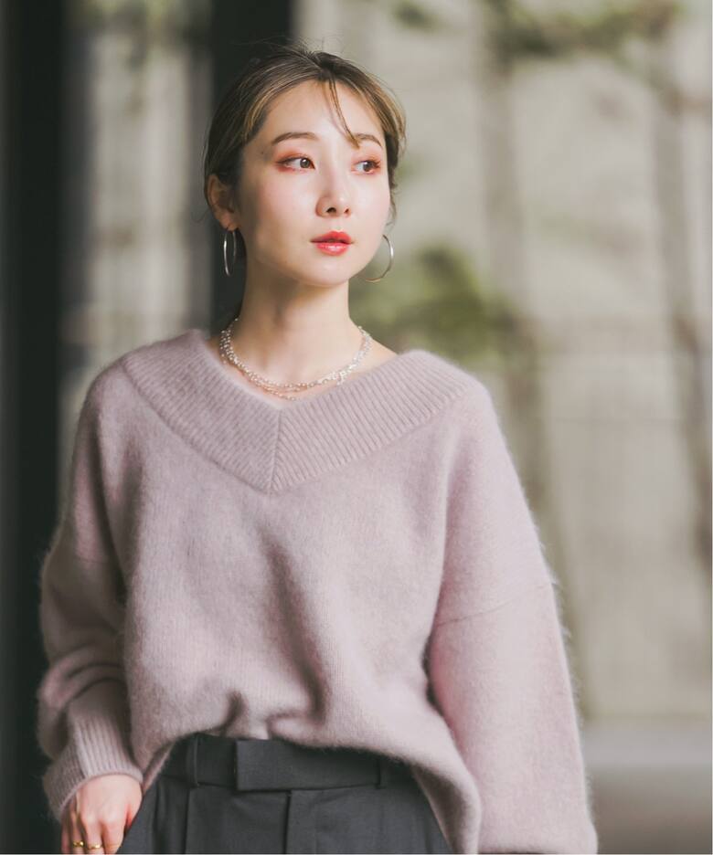 追加》YAK/ヤク ワイドVネックニット 3（ニット／セーター）｜NOBLE  