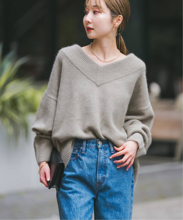 追加》YAK/ヤク ワイドVネックニット 3（ニット／セーター）｜NOBLE  