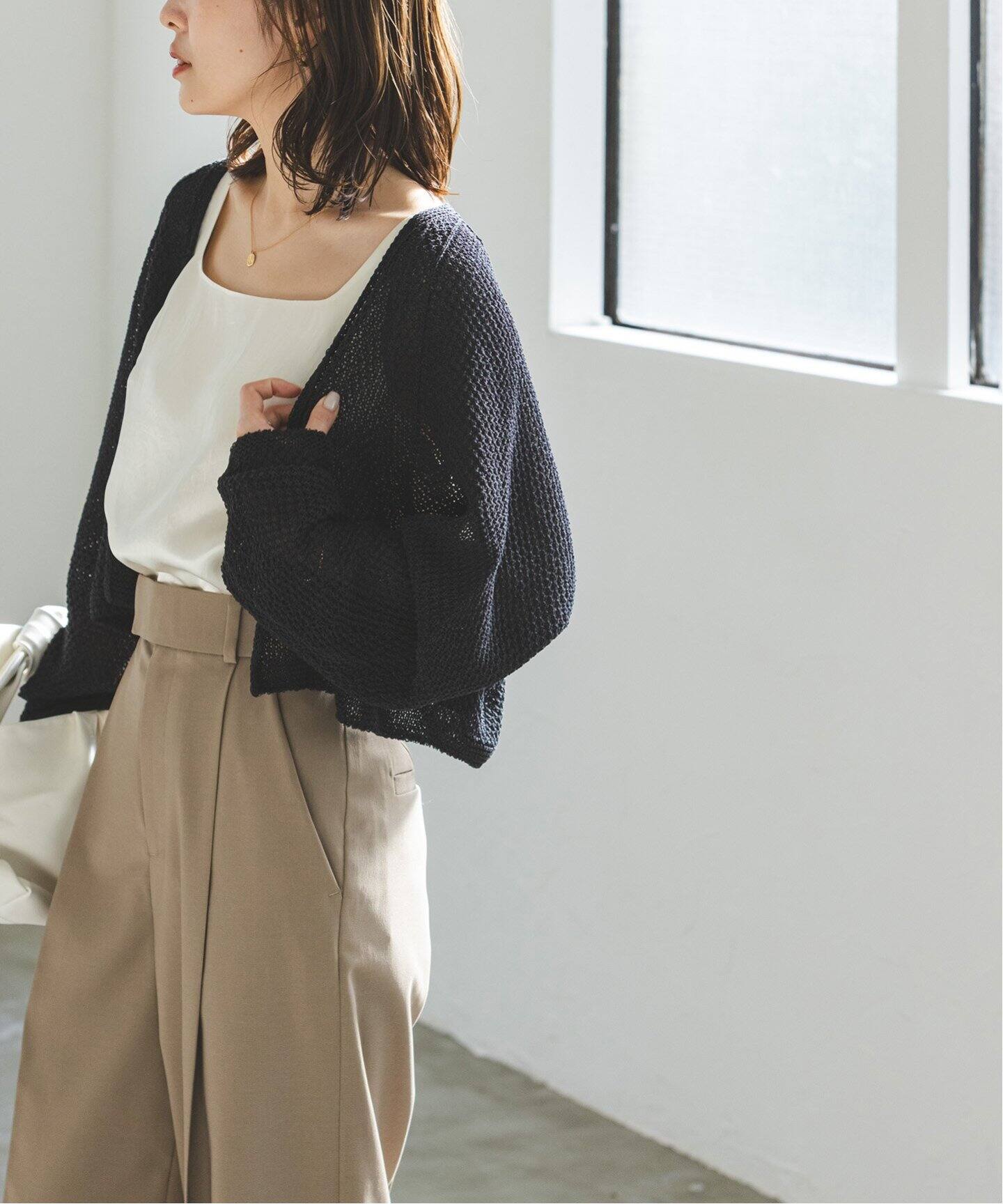 追加》ペーパーヤーンカノコショートVネックカーディガン  