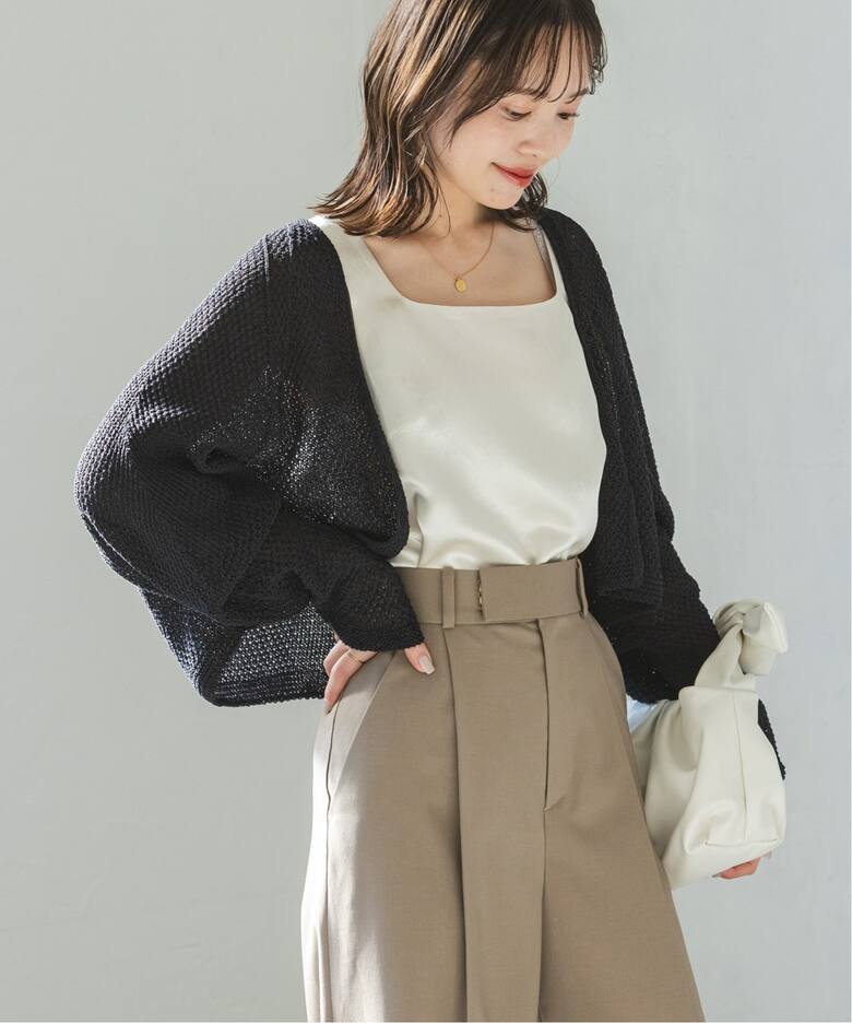 追加》ペーパーヤーンカノコショートVネックカーディガン  