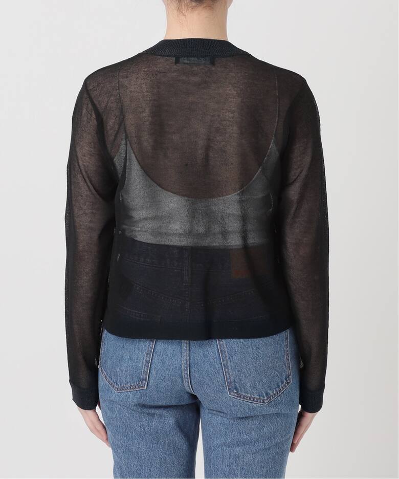 ラメトリミングシアークルーショートカーディガン（カーディガン  