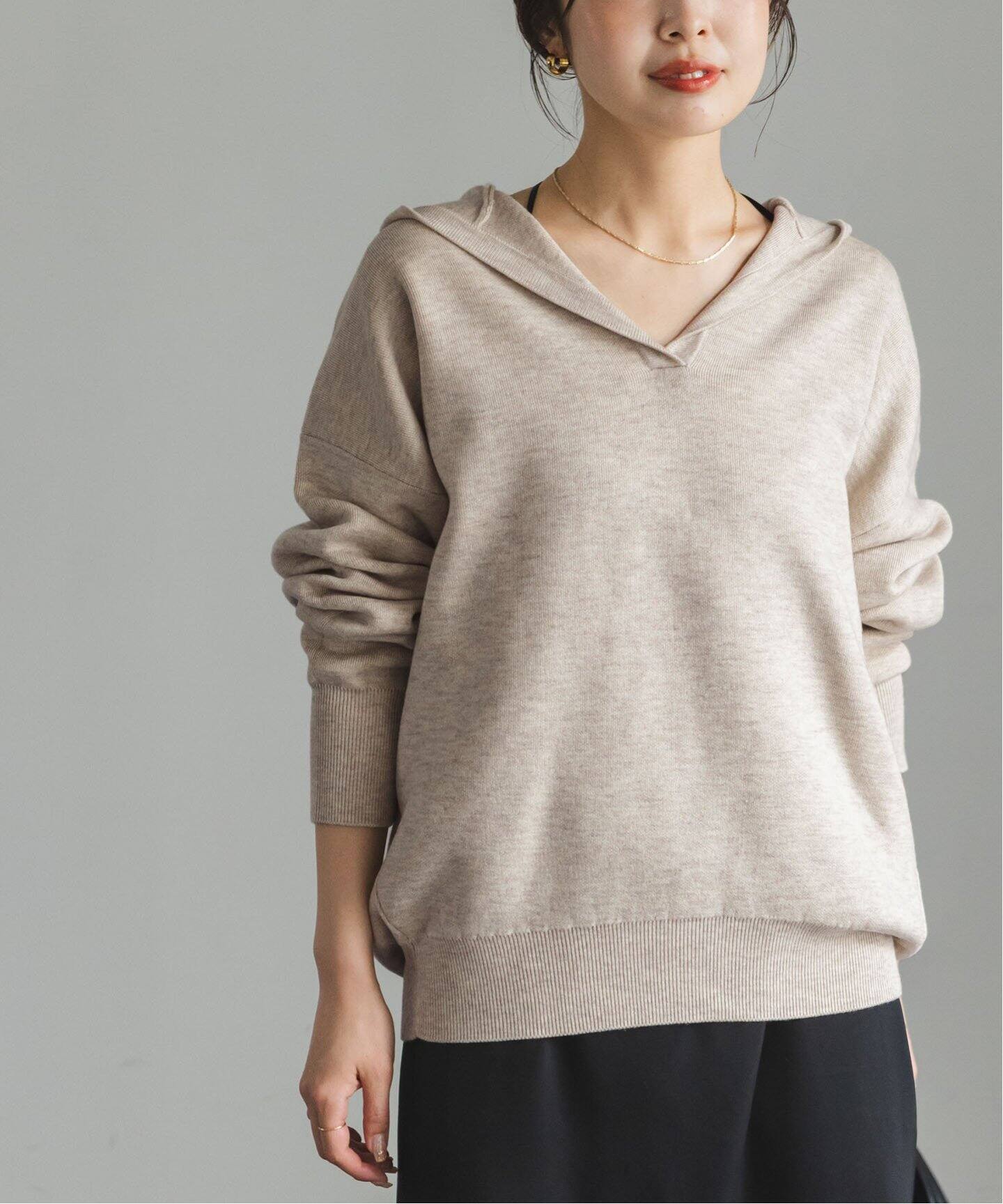 追加》接結タック編みフードプルオーバー（ニット／セーター）｜NOBLE  