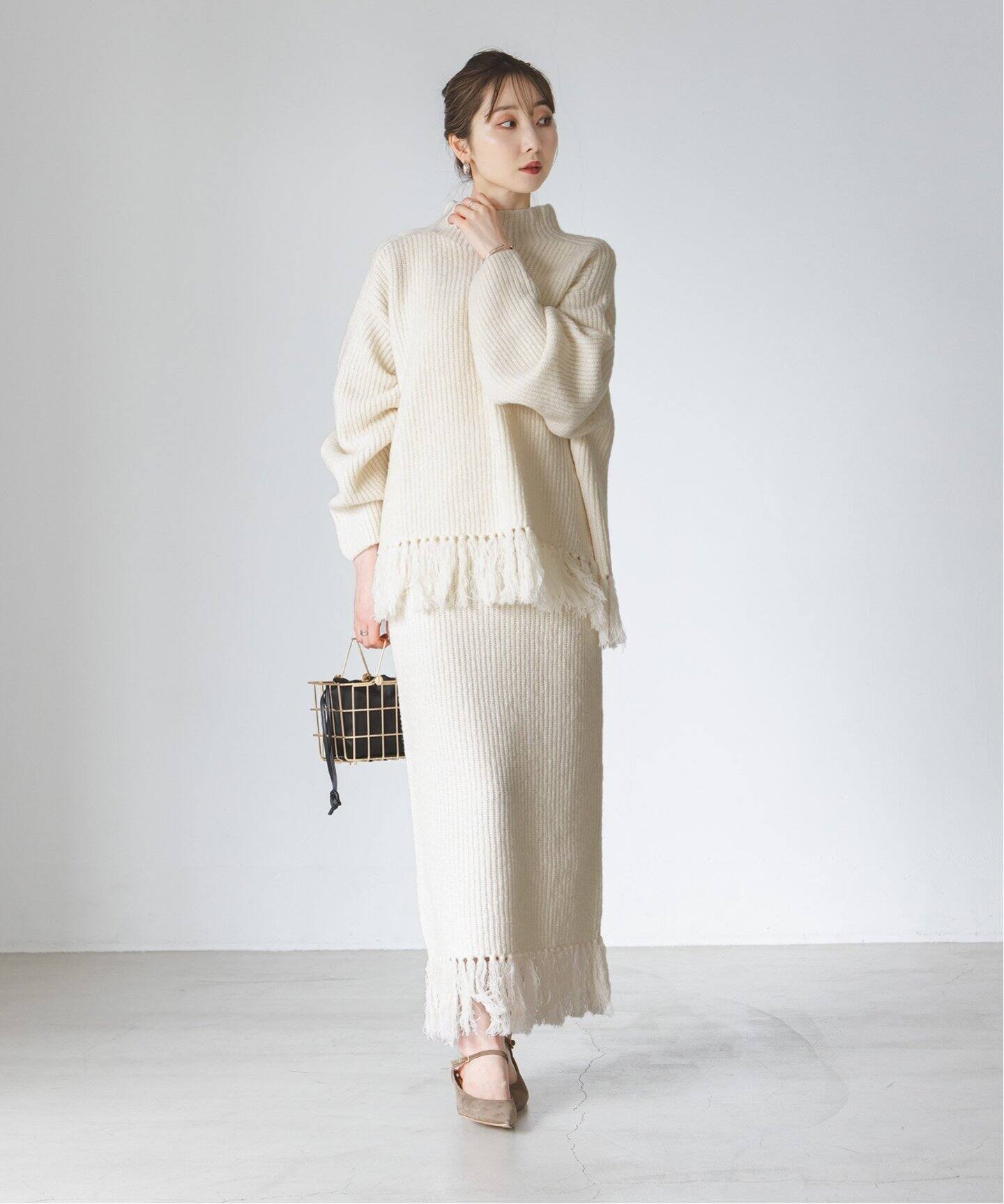 mini boucle 片畦フリンジプルオーバー（ニット／セーター）｜NOBLE