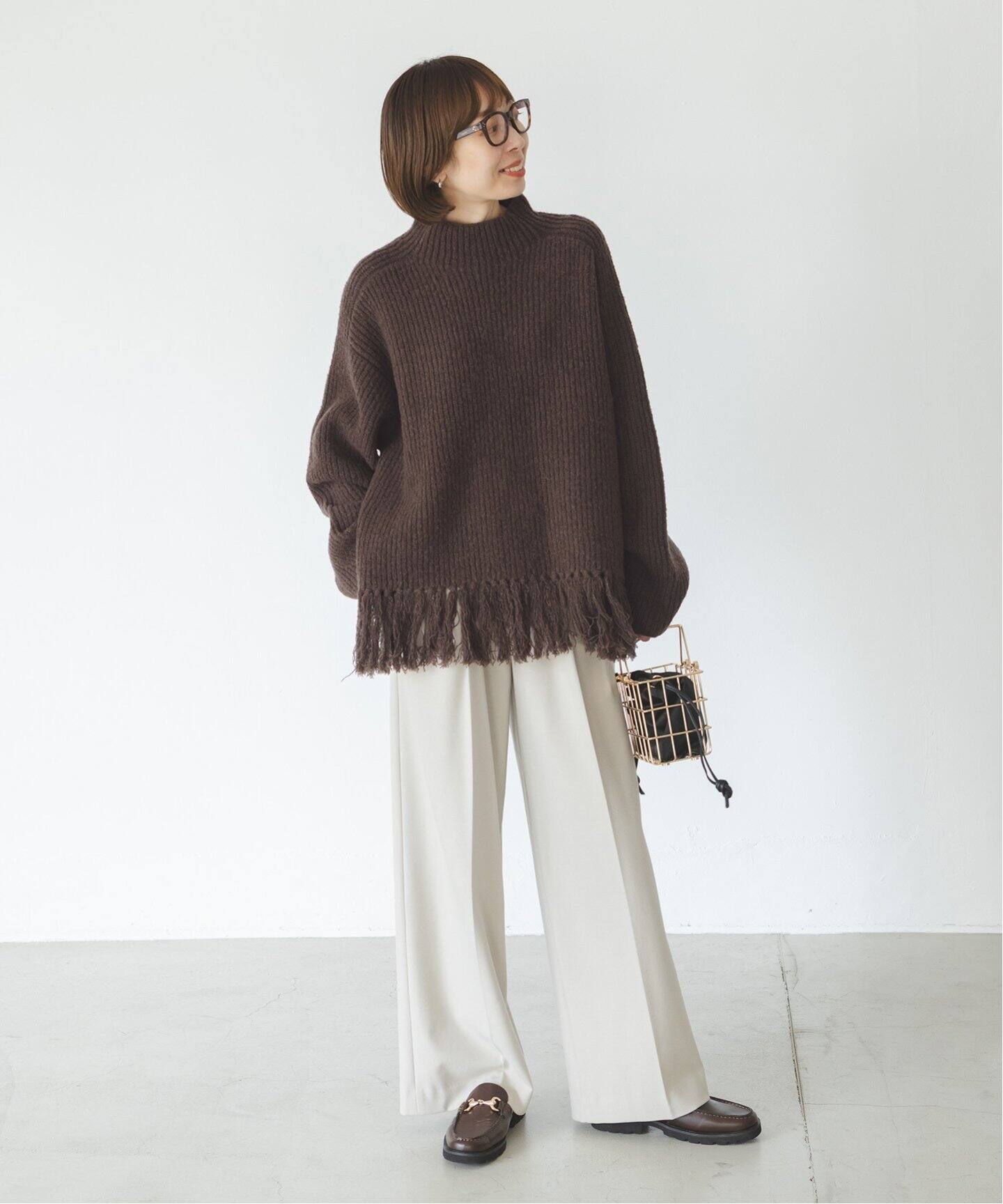 mini boucle 片畦フリンジプルオーバー（ニット／セーター）｜NOBLE