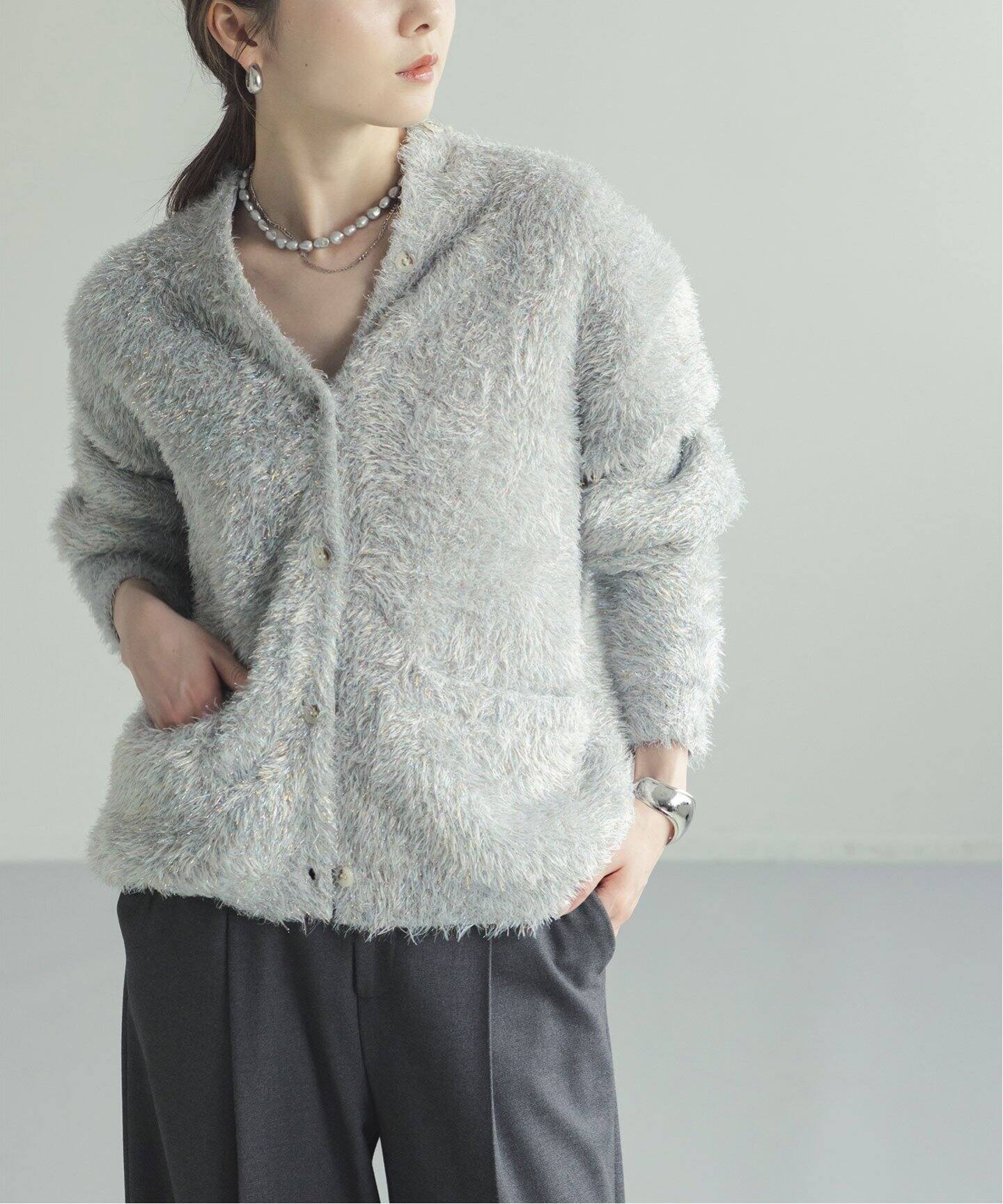 VENIT/ヴェニット メタリックフェザーカーディガン（ニット／セーター  