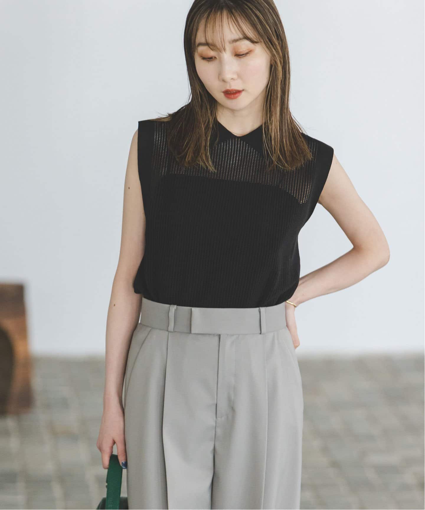 NOBLE ルームエイト　コットンメッシュノンスリーブニット NOBLE ルームエイトコットンメッシュノンスリーブニット
