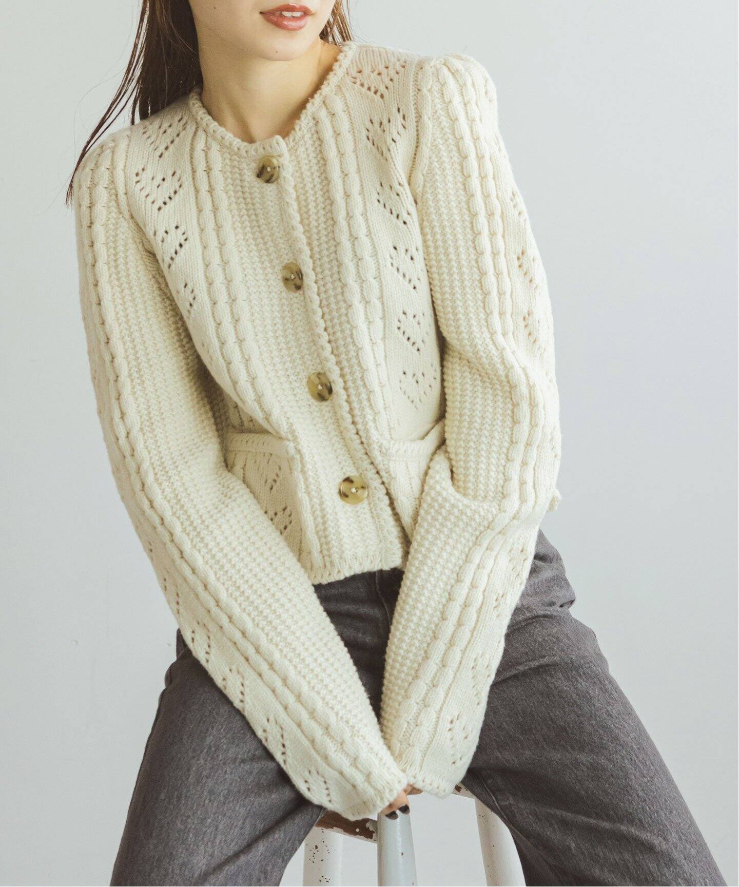 NOBLE別注》VENIT/ヴェニット アランニットカーディガン 