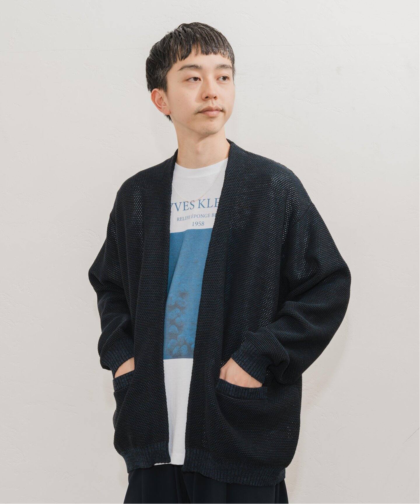 ギマコットン ミックスヤーン メッシュカーディガン（カーディガン