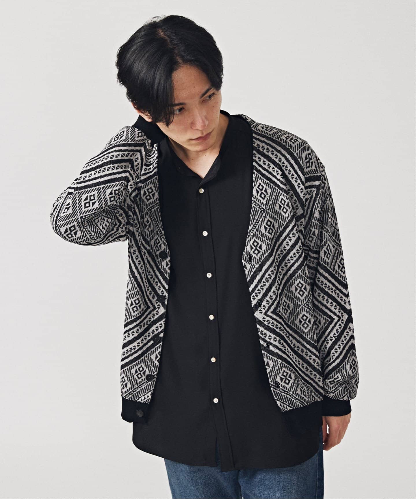 MUSE カーディガン 黒 Musee ダブルジャカード カーディガン（カーディガン）｜EDIFICE