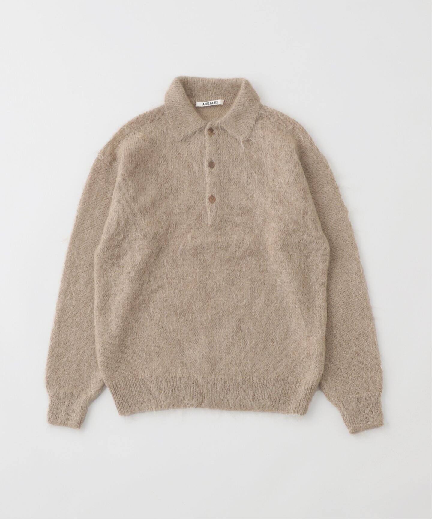 AURALEE BRUSHED SUPER KID MOHAIR KNIT POLO SHIRT A24AP02KM（ニット 