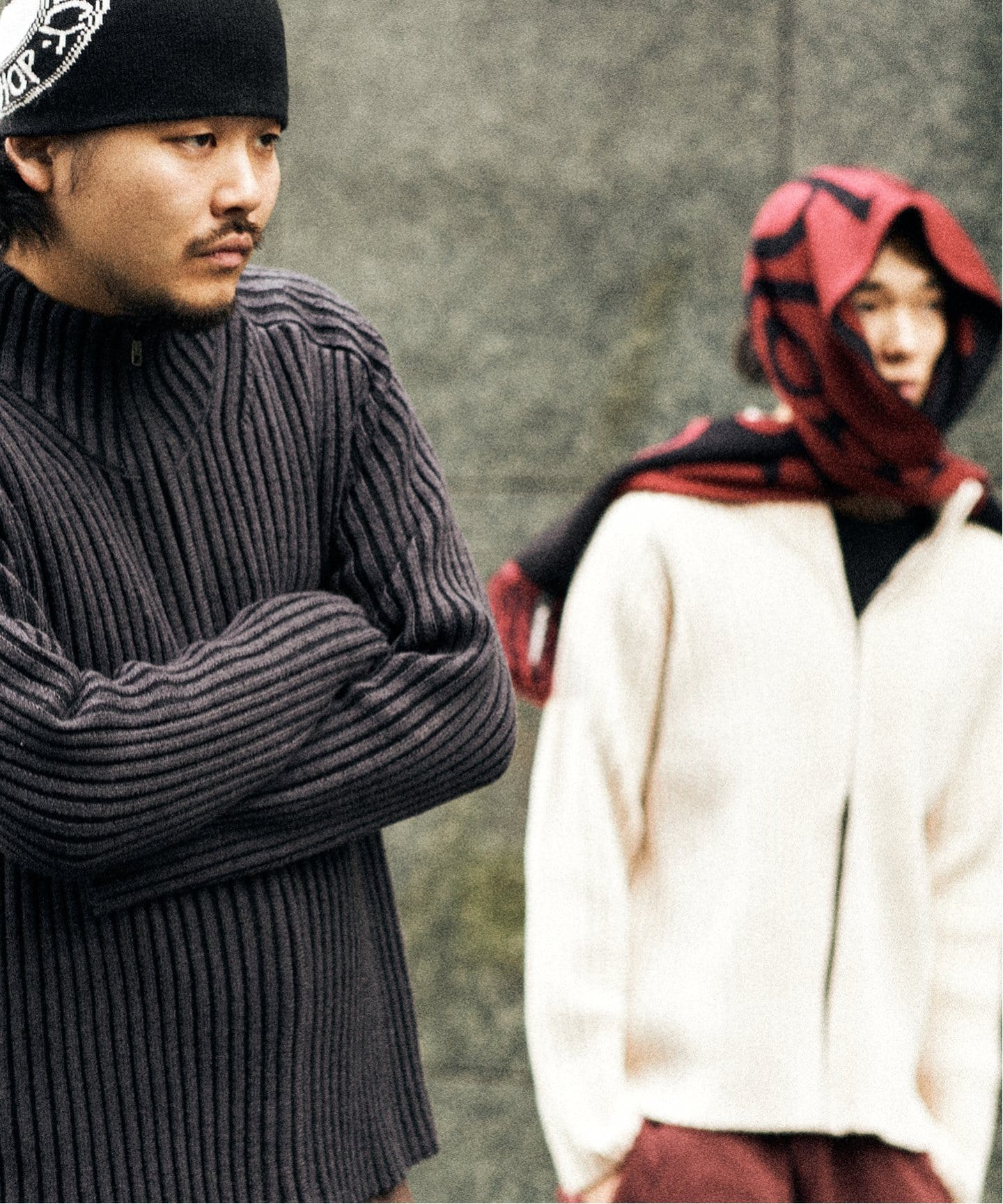 バランタイン　ドライバーズニット　カシミヤ　メランジ　グレー　ジップ　ハイネック バランタイン ドライバーズニット カシミヤ メランジ グレー