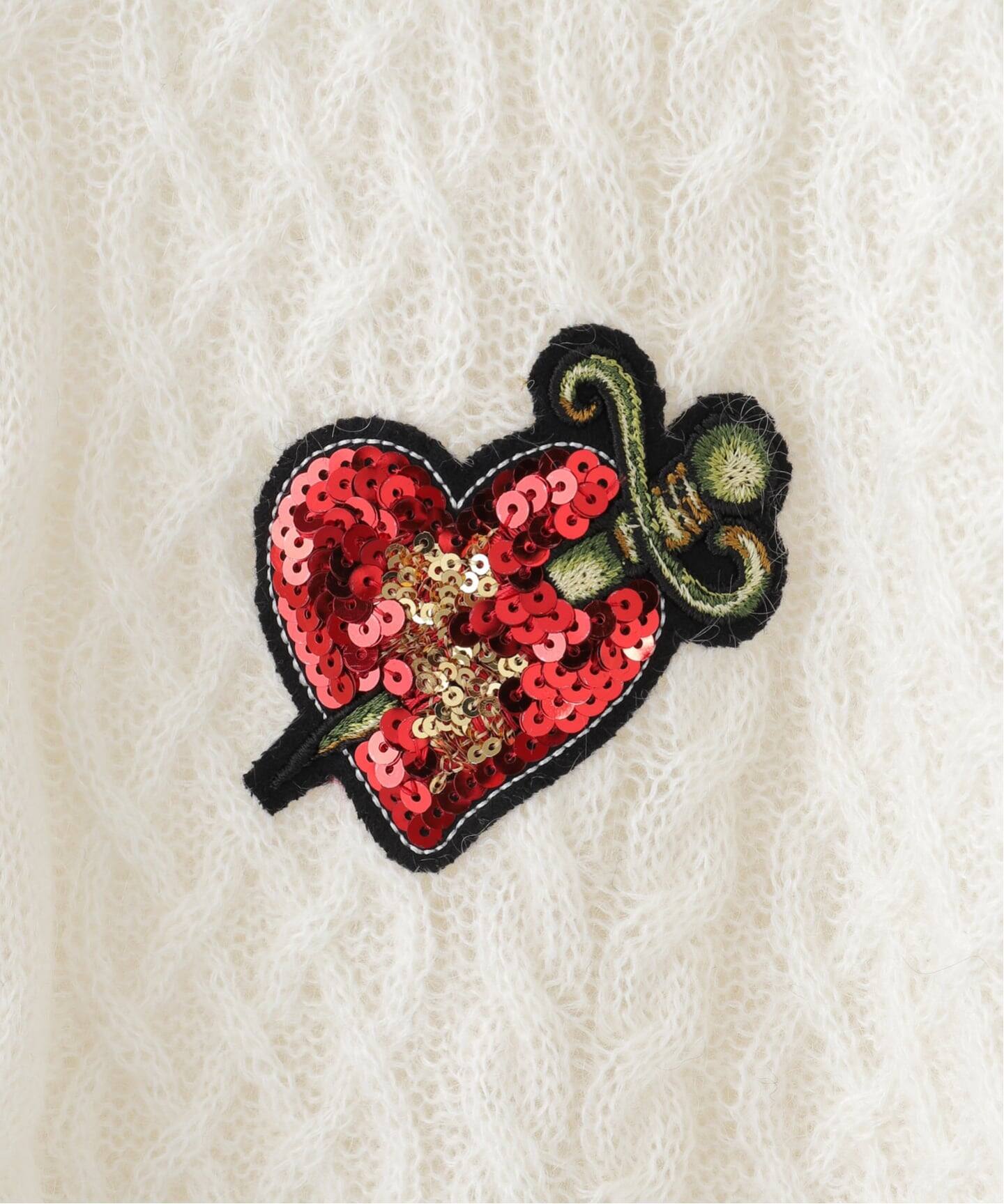 DAIRIKU / ダイリク】Heart Spangle Cable Mohair Mix Knit（ニット 