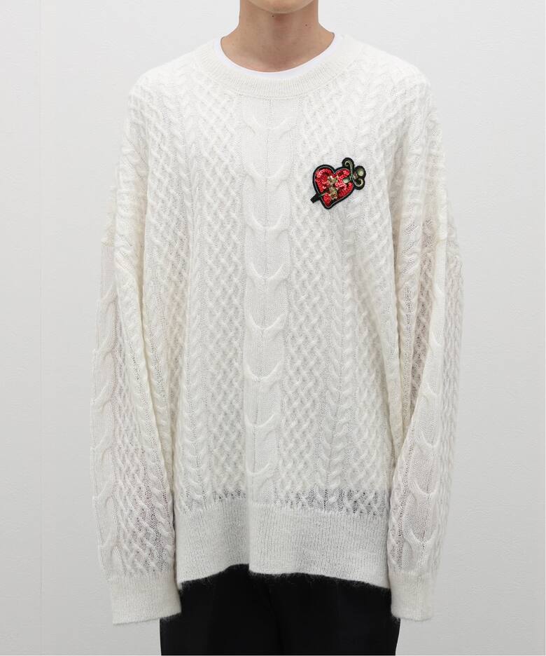 DAIRIKU / ダイリク】Heart Spangle Cable Mohair Mix Knit（ニット 