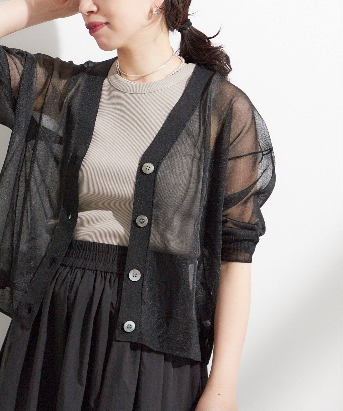 ラメニットVカーディガン（カーディガン）｜JOURNAL STANDARD L 