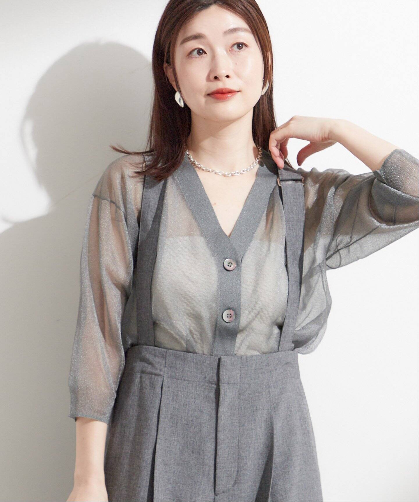 ラメニットVカーディガン（カーディガン）｜JOURNAL STANDARD L 