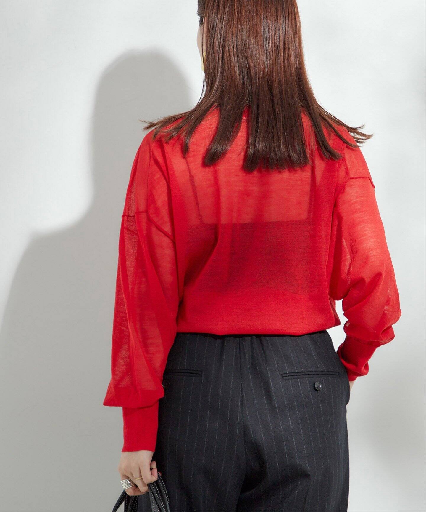 【RED】ウールナイロン シアーノースリーブニット BEAUTY&YOUTH UNITED ARROWS - 【RED】ウールナイロン シアー