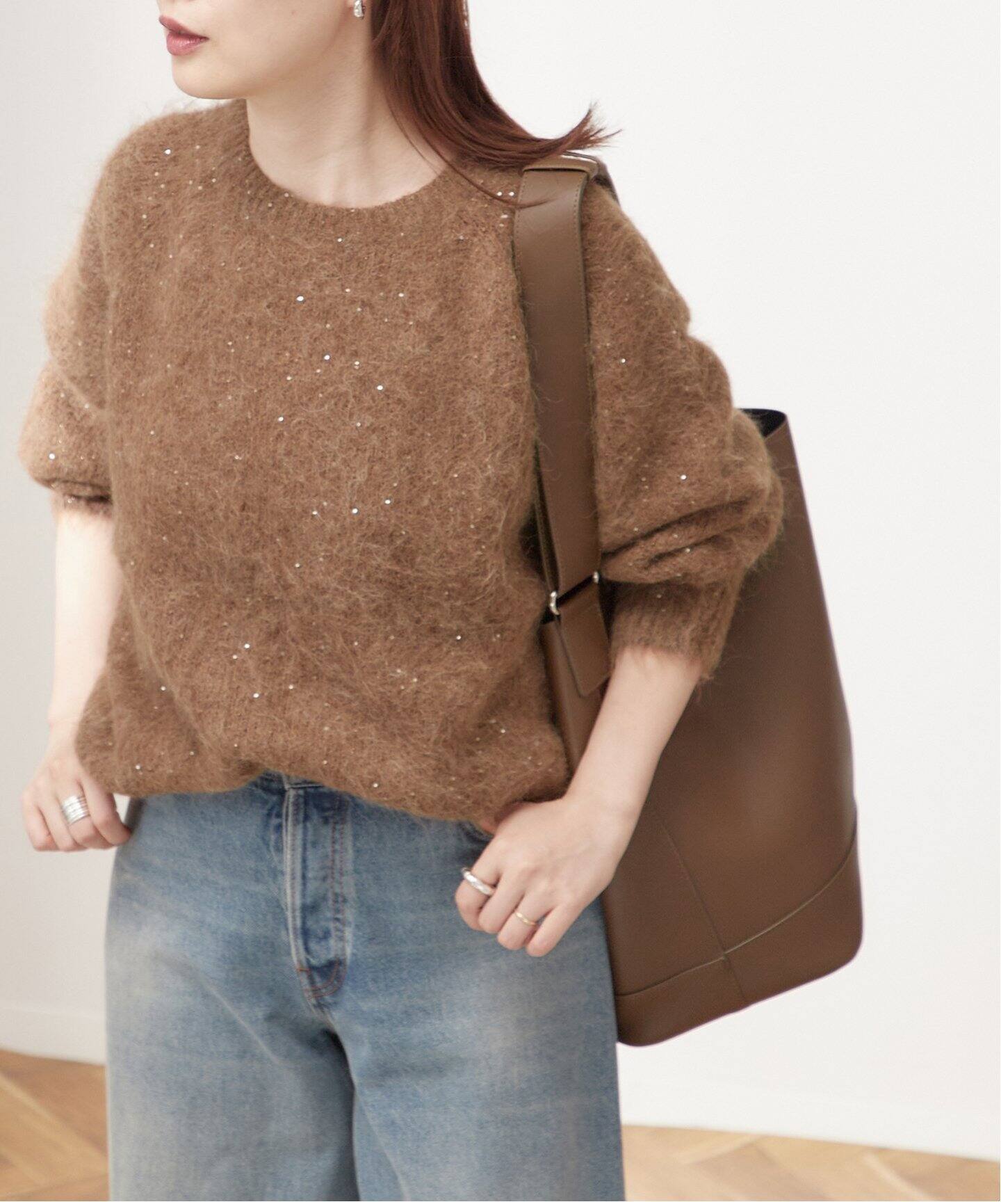 追加》アルパカMIX スパンコールニットプルオーバー（ニット／セーター