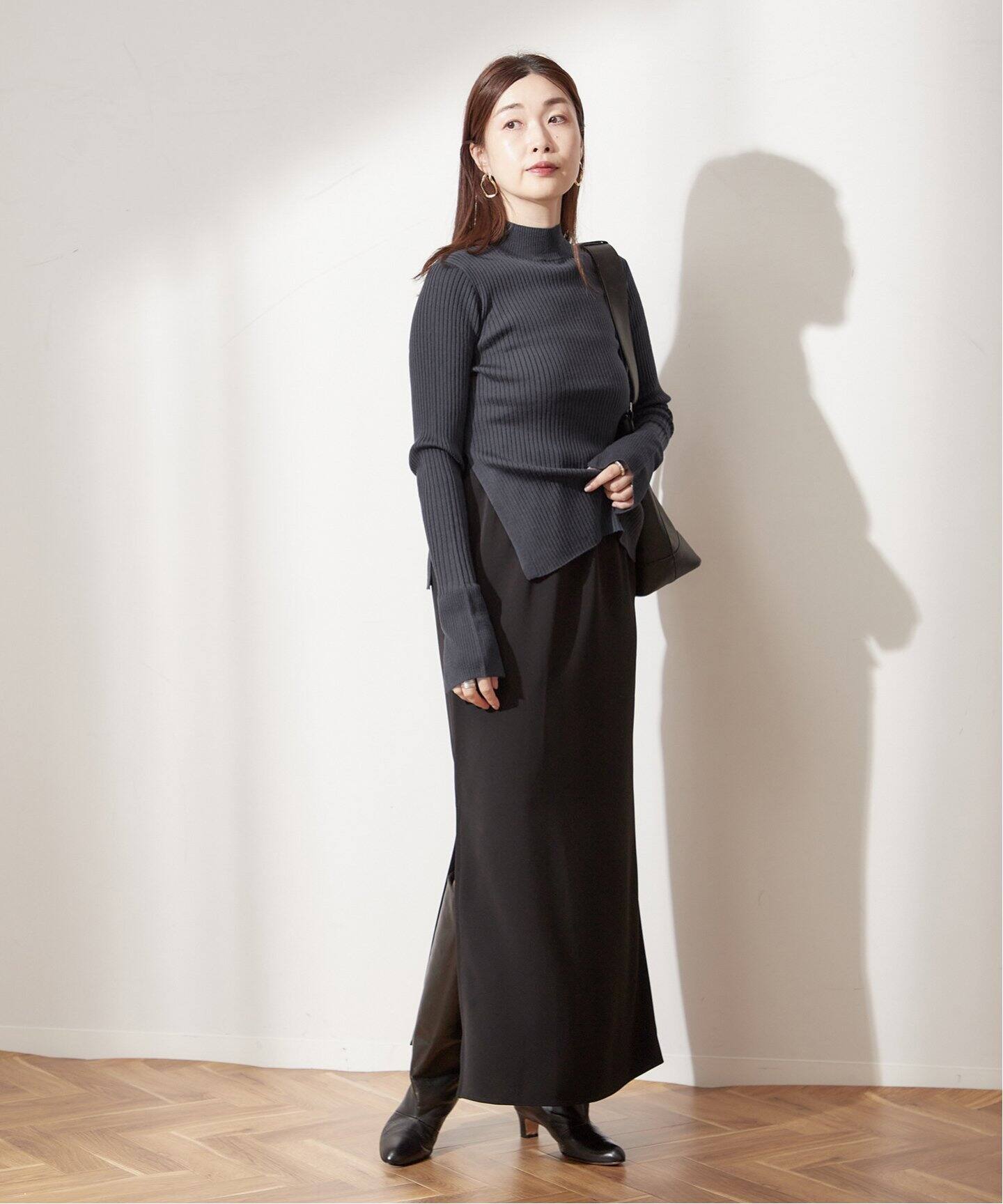 WASHABLEWOOL デザインハイネックプルオーバー（ニット