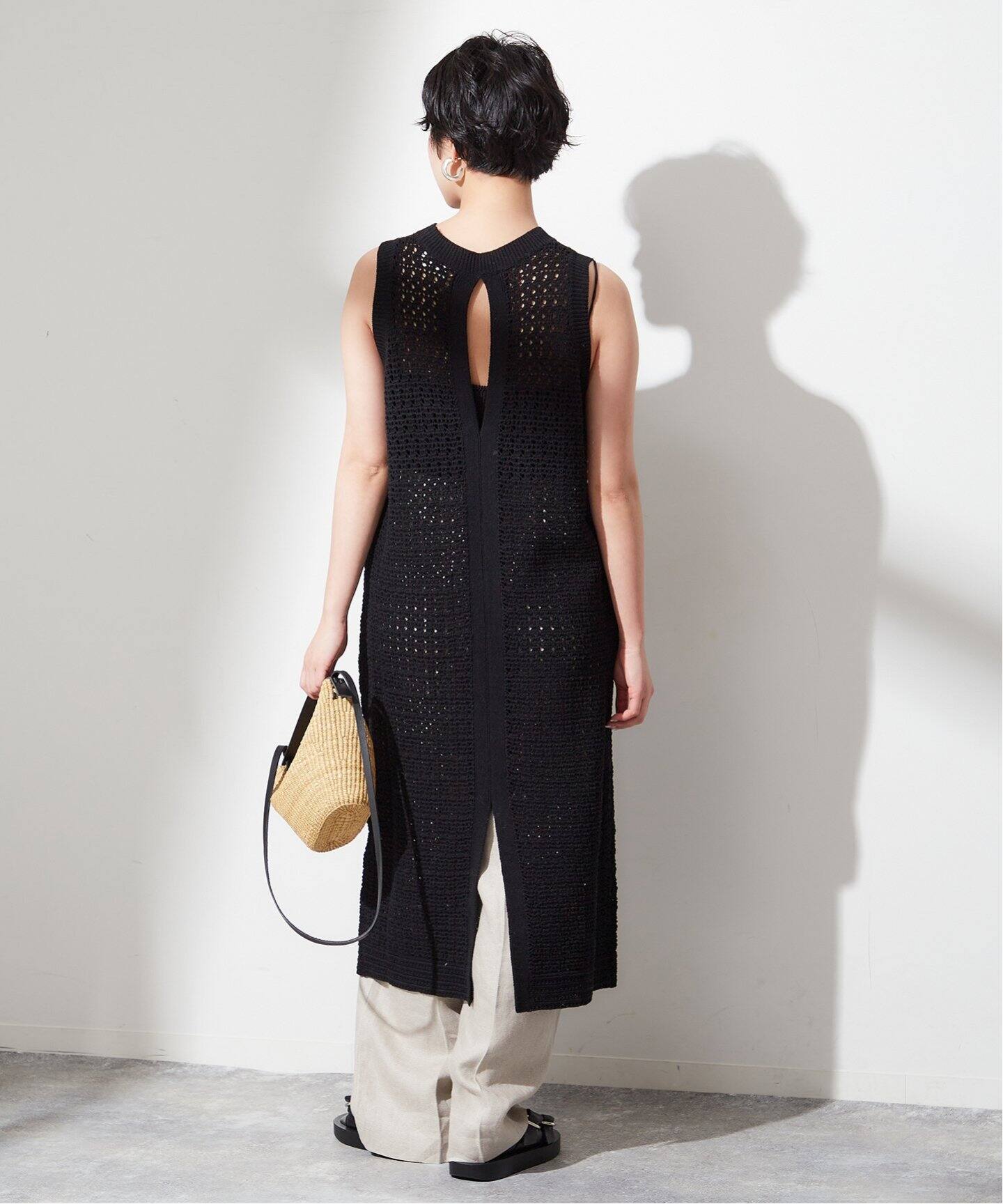 ADAWAS/アダワス】 ADWS-308-15/CROCHET KNIT LAYERED：ワンピース 
