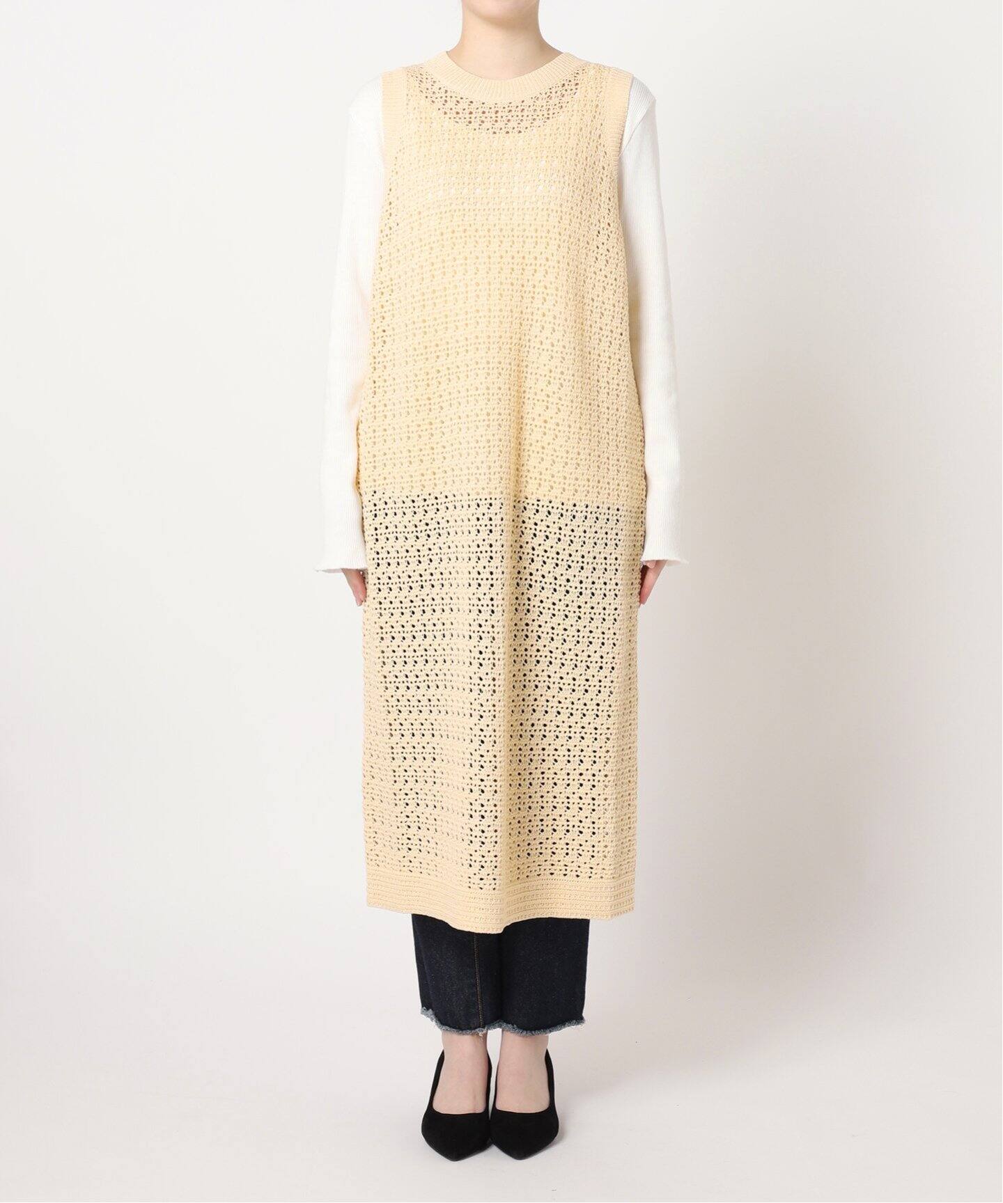 ADAWAS/アダワス】 ADWS-308-15/CROCHET KNIT LAYERED：ワンピース 