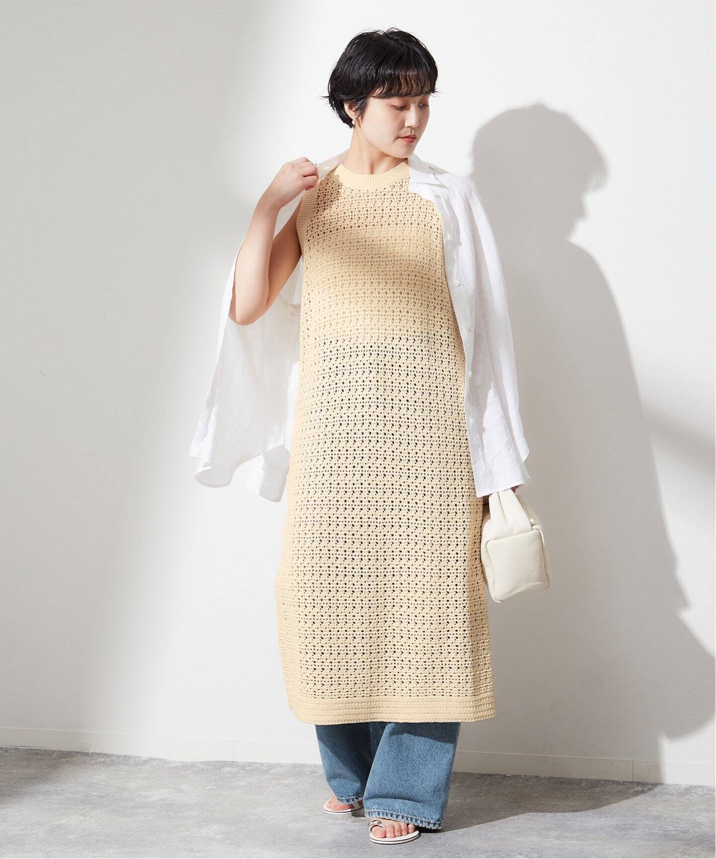 ADAWAS/アダワス】 ADWS-308-15/CROCHET KNIT LAYERED：ワンピース 