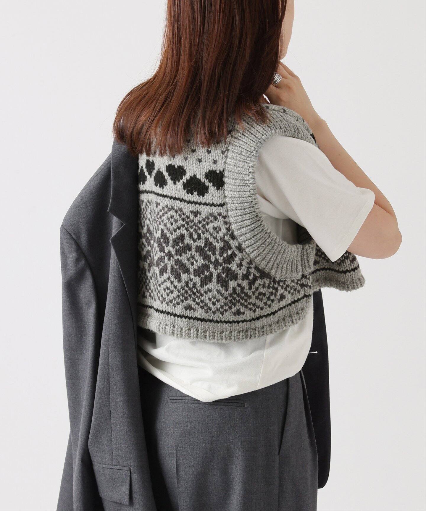 JANE SMITH/ジェーンスミス】3G FAIR ISLE KNIT CREWNECK S